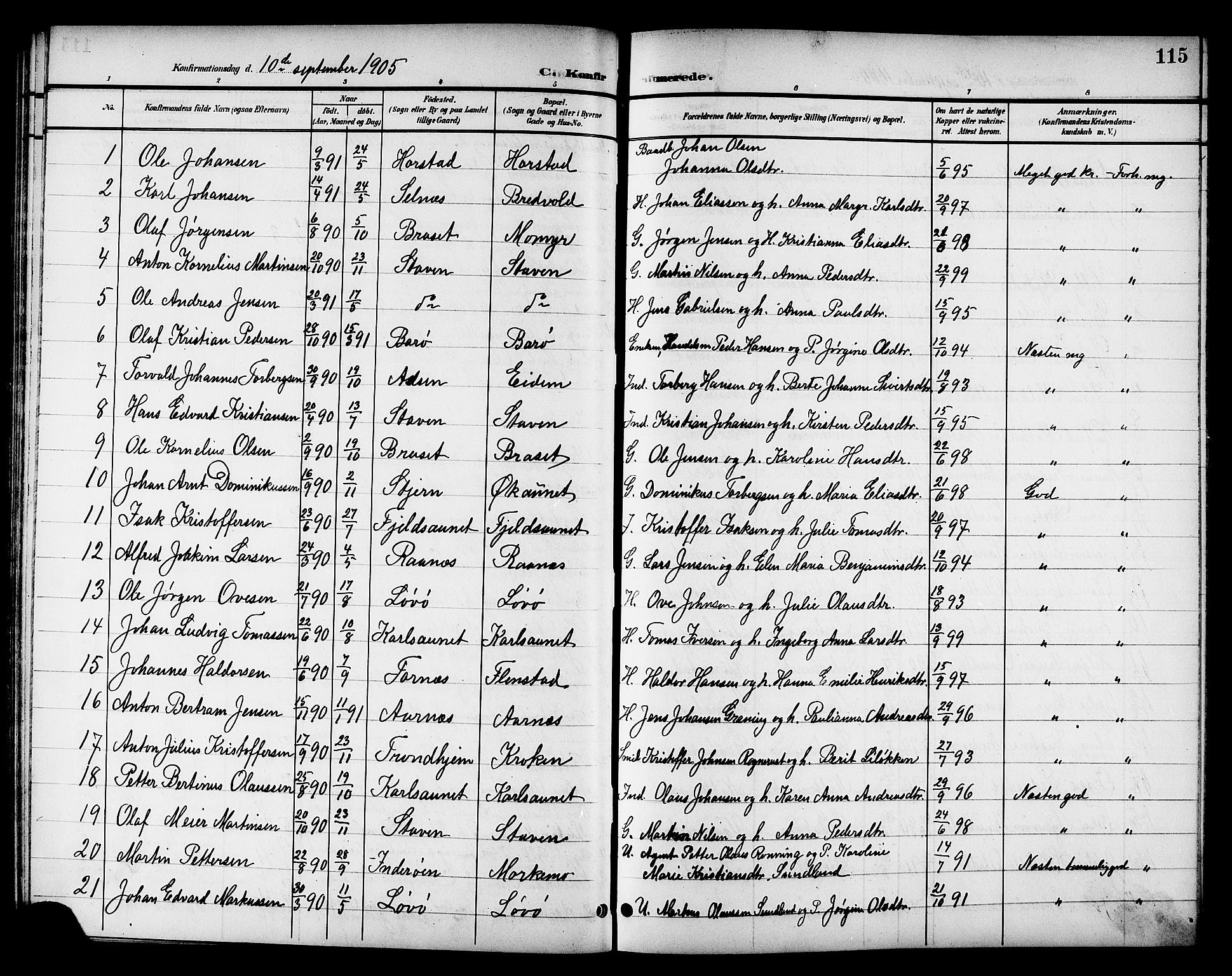 Ministerialprotokoller, klokkerbøker og fødselsregistre - Sør-Trøndelag, SAT/A-1456/655/L0688: Parish register (copy) no. 655C04, 1899-1922, p. 115