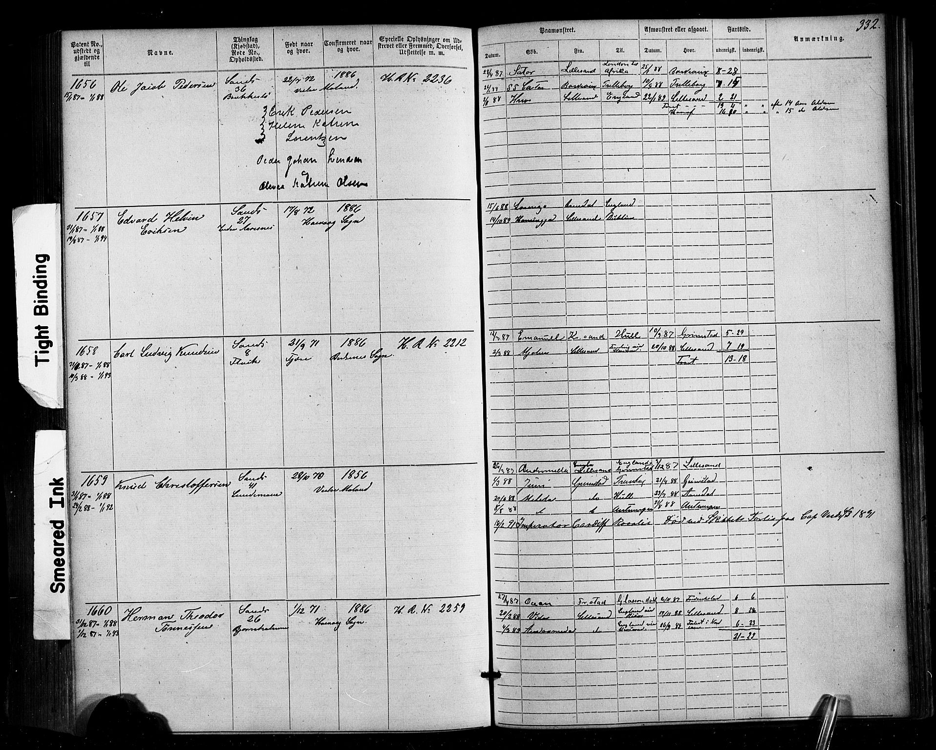 Lillesand mønstringskrets, SAK/2031-0014/F/Fa/L0002: Annotasjonsrulle nr 1-1910 med register, W-8, 1868-1891, p. 341