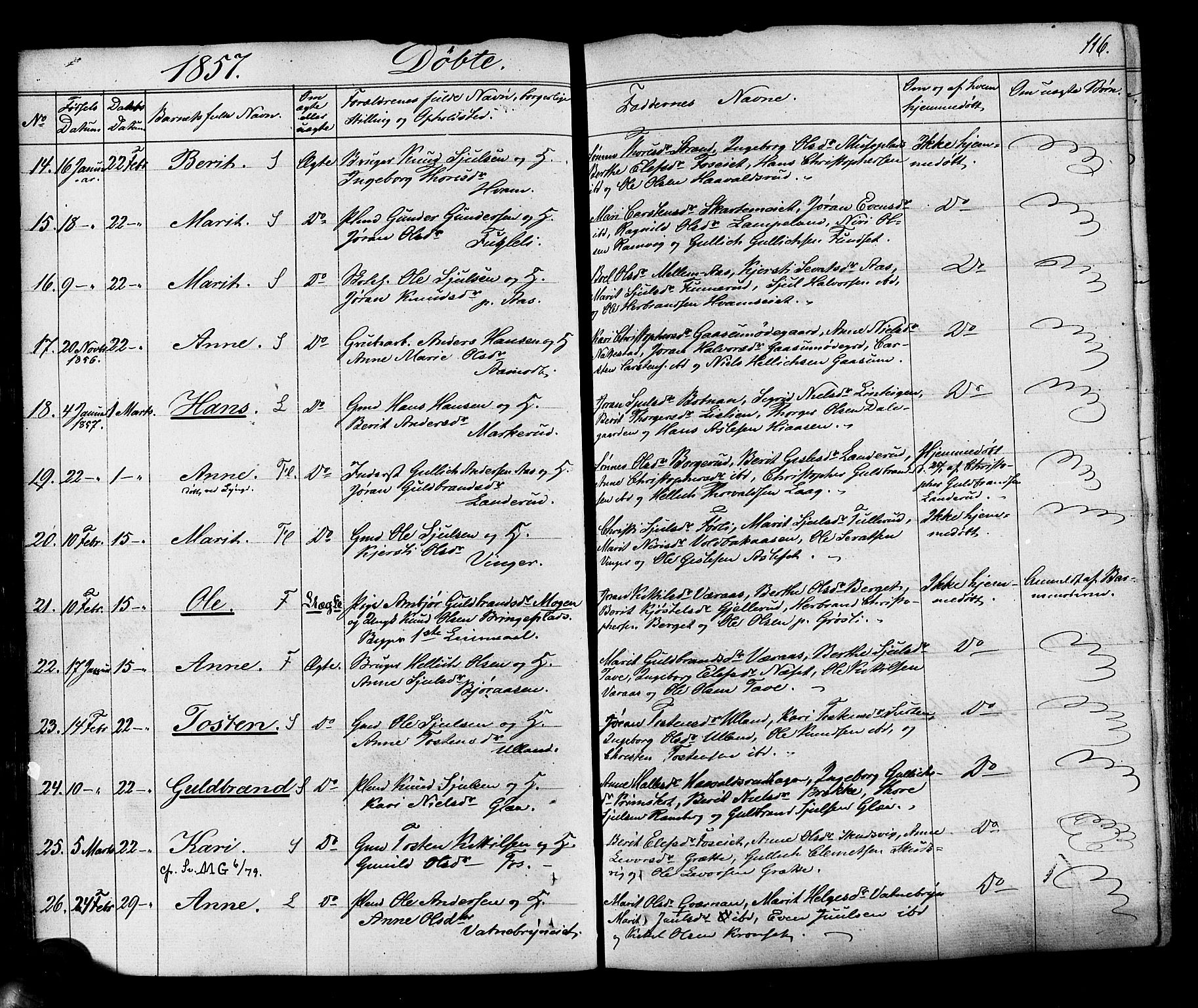 Flesberg kirkebøker, AV/SAKO-A-18/F/Fa/L0006: Parish register (official) no. I 6, 1834-1860, p. 116