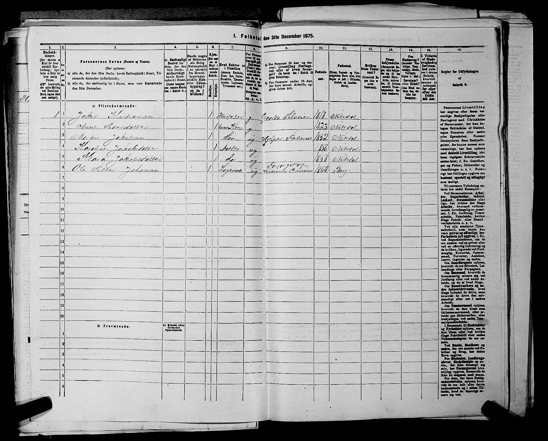 RA, 1875 census for 0233P Nittedal, 1875, p. 381