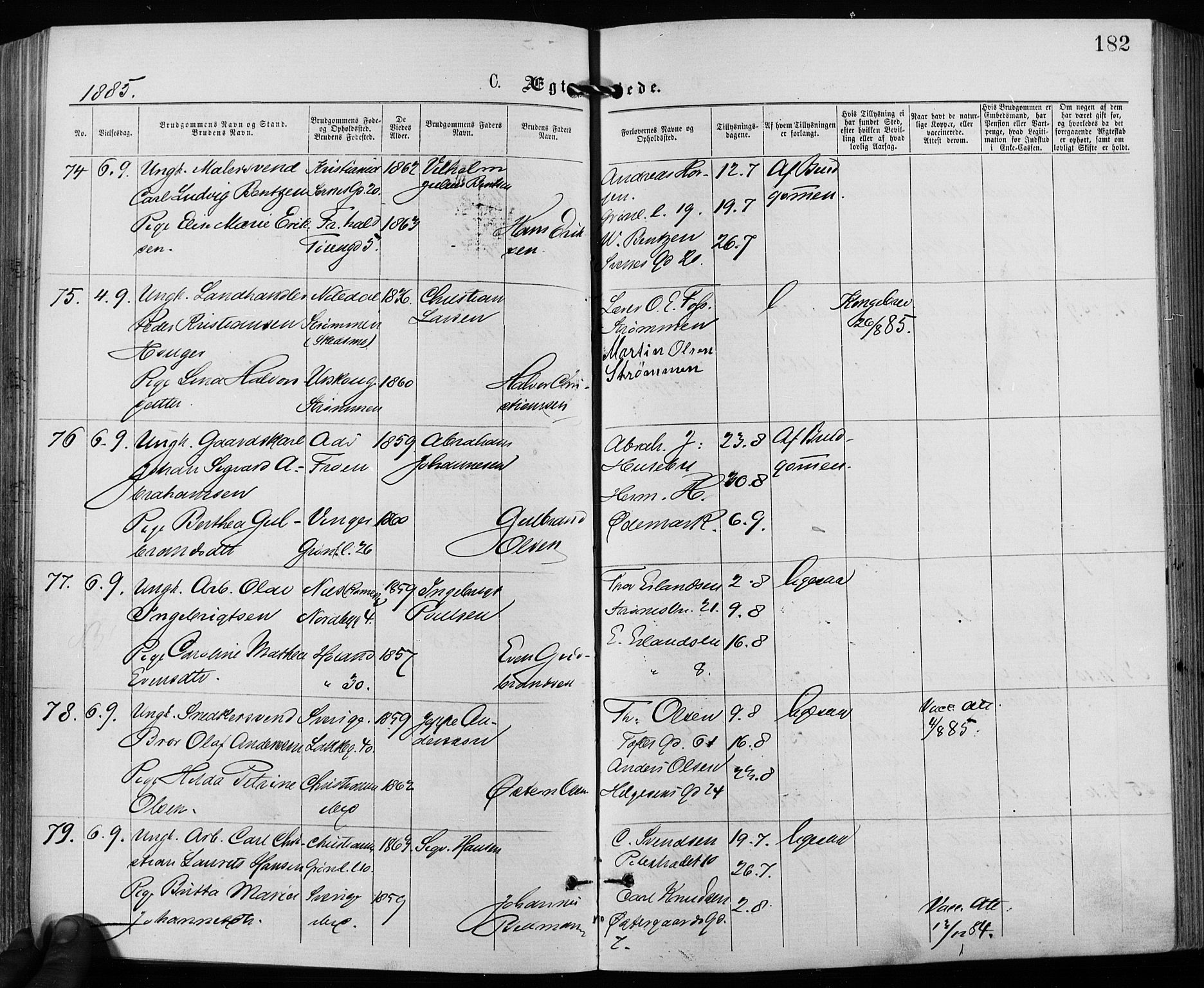 Grønland prestekontor Kirkebøker, AV/SAO-A-10848/F/Fa/L0006: Parish register (official) no. 6, 1877-1886, p. 182