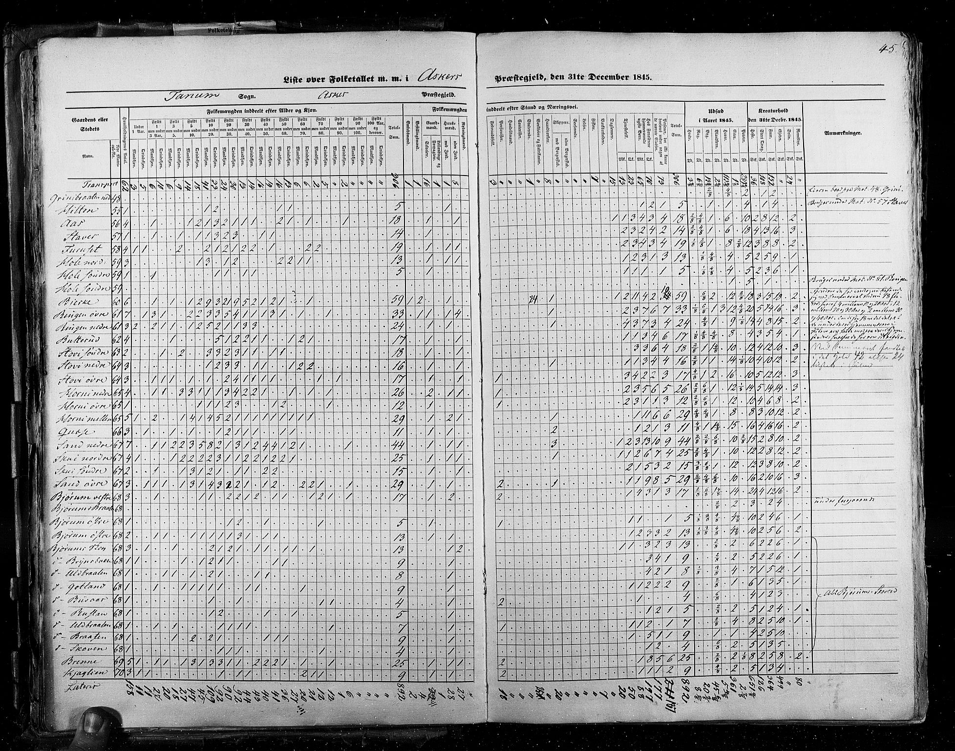 RA, Census 1845, vol. 2: Smålenenes amt og Akershus amt, 1845, p. 45