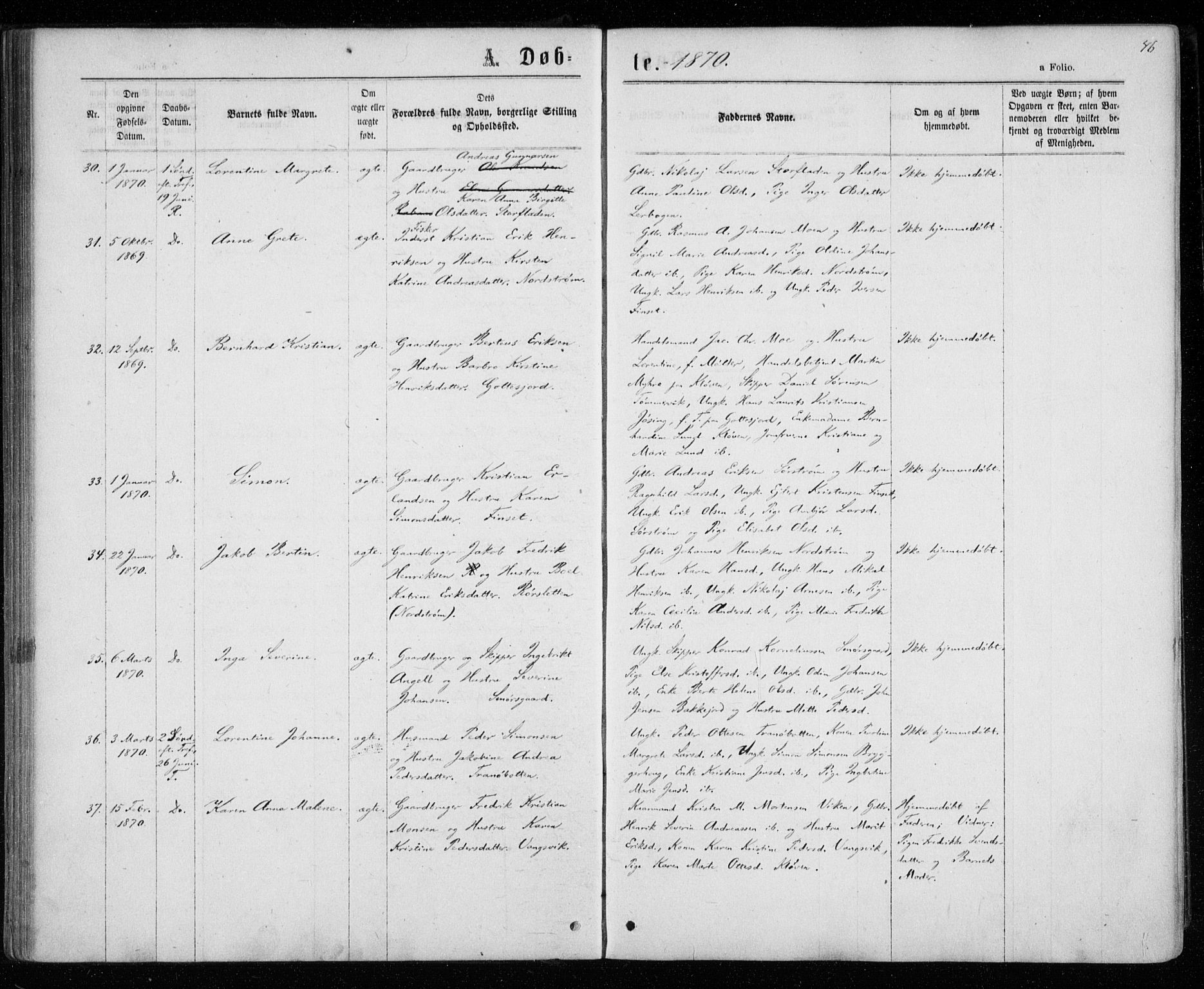 Tranøy sokneprestkontor, AV/SATØ-S-1313/I/Ia/Iaa/L0008kirke: Parish register (official) no. 8, 1867-1877, p. 46