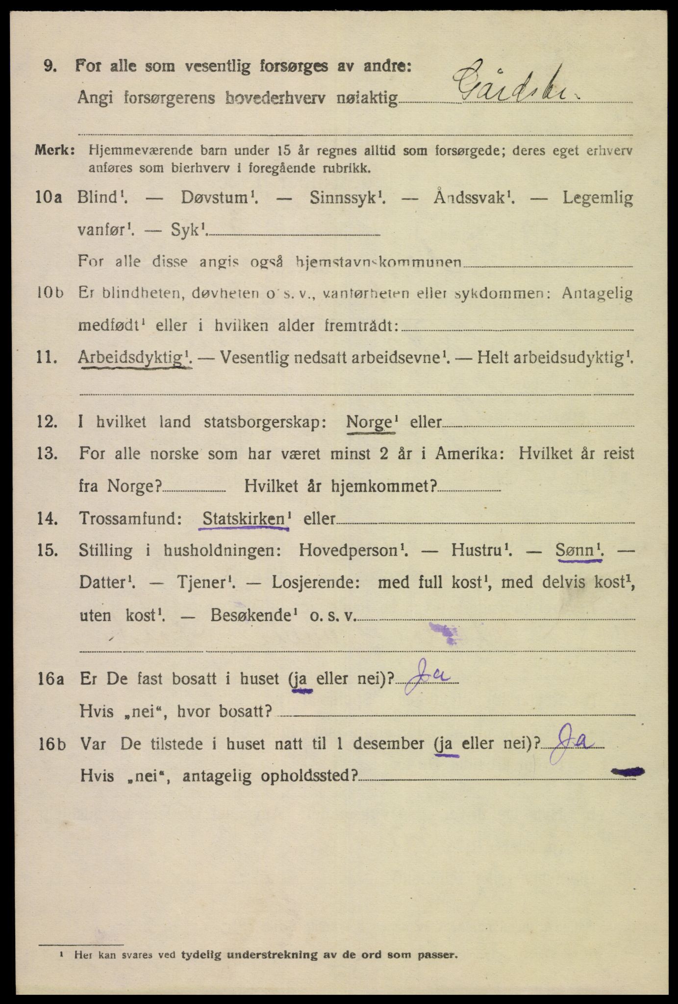 SAK, 1920 census for Øvre Sirdal, 1920, p. 1822