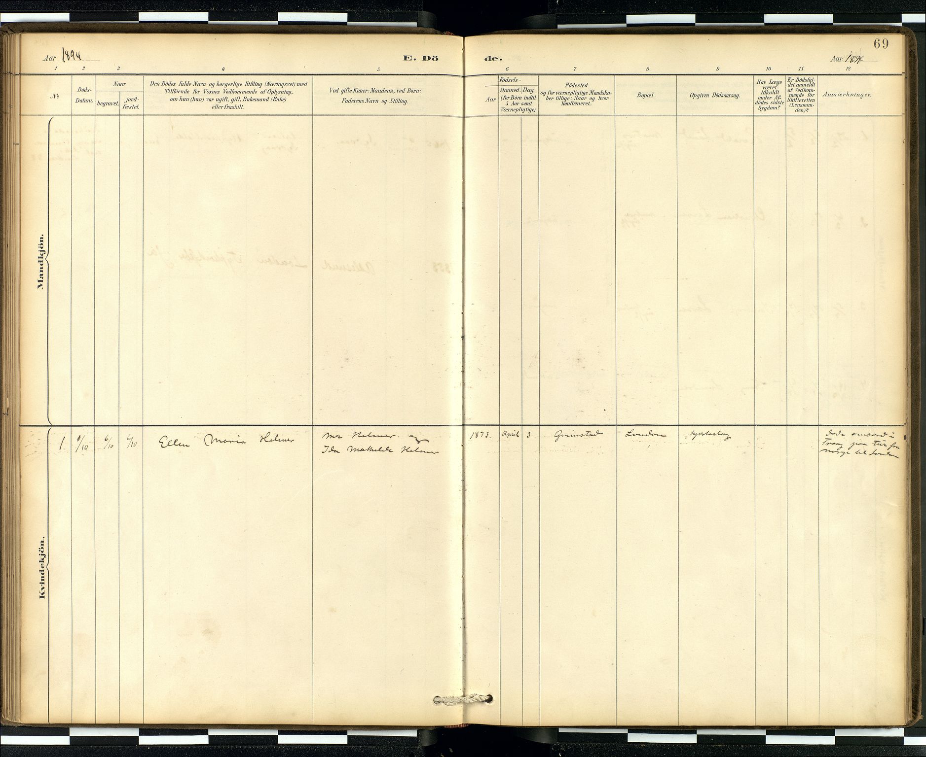 Den norske sjømannsmisjon i utlandet/London m/bistasjoner, AV/SAB-SAB/PA-0103/H/Ha/L0002: Parish register (official) no. A 2, 1887-1903, p. 68b-69a