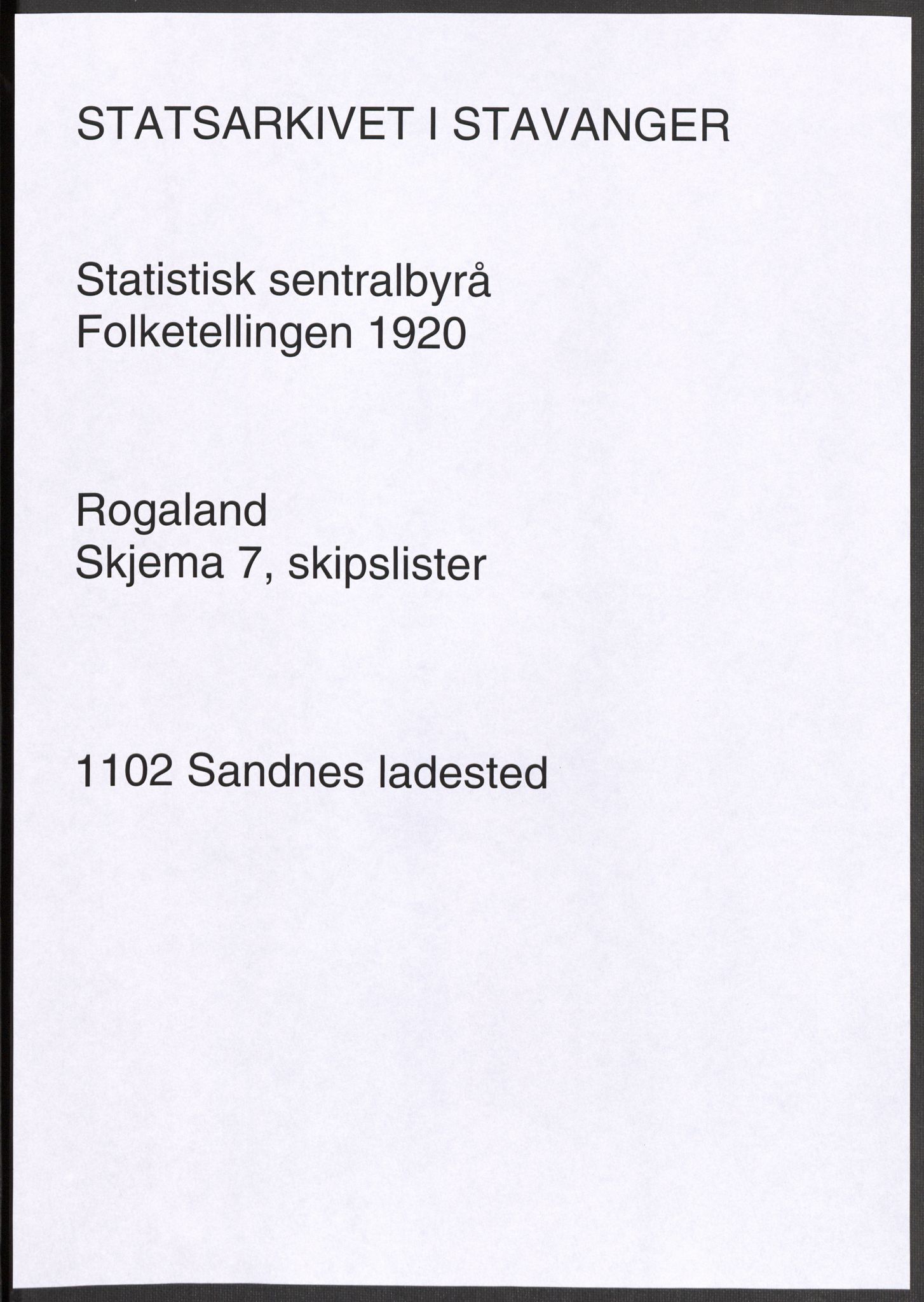 SAST, 1920 census for Sandnes, 1920, p. 8164