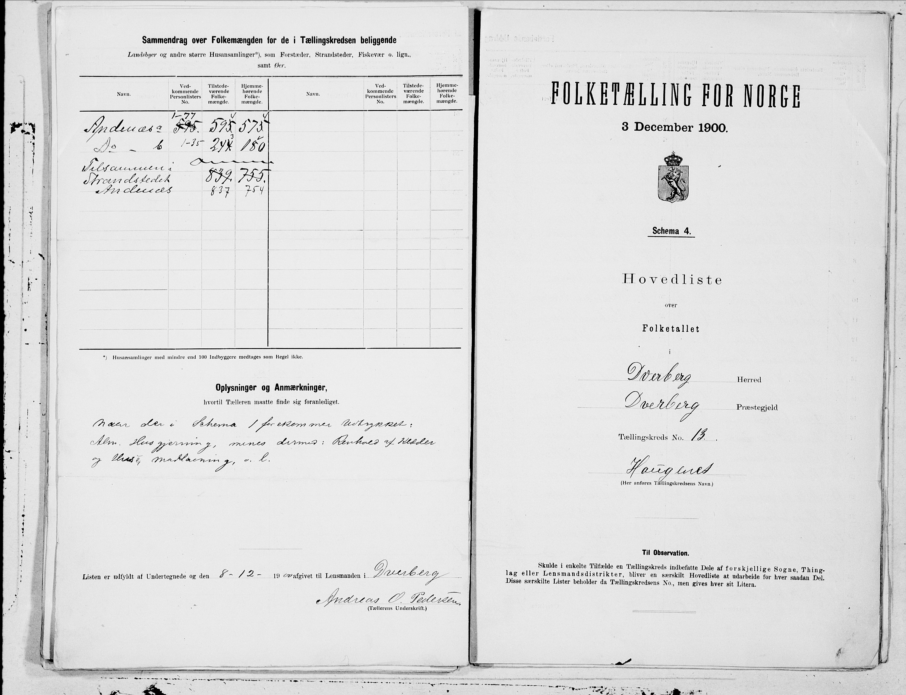 SAT, 1900 census for Dverberg, 1900, p. 26