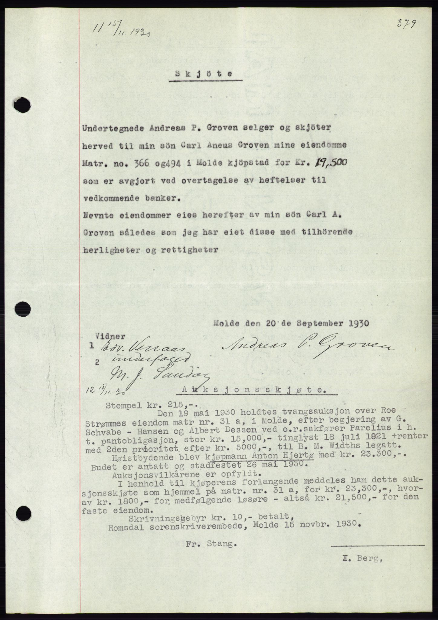 Molde byfogd, AV/SAT-A-0025/2/2C/L0011: Mortgage book no. 11, 1926-1932, Deed date: 15.11.1930