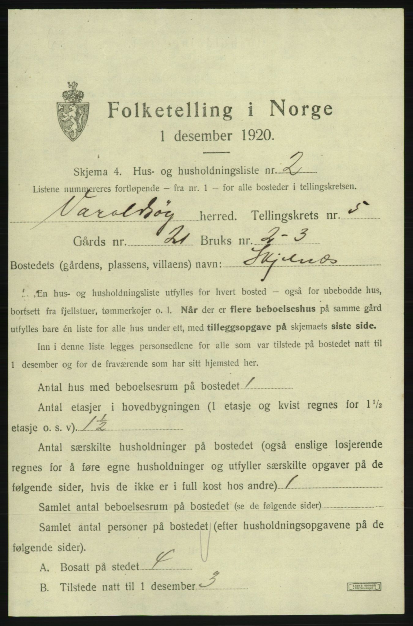 SAB, 1920 census for Varaldsøy, 1920, p. 417
