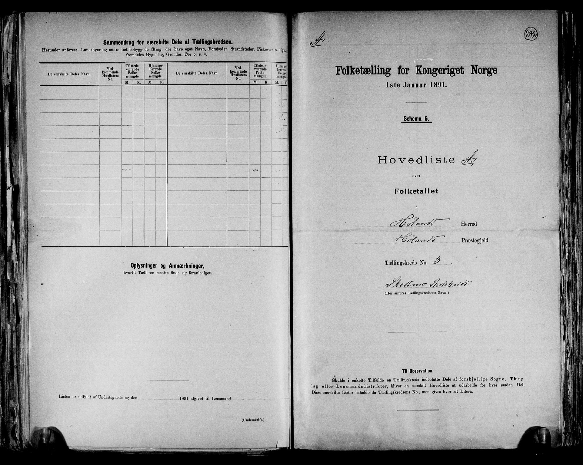 RA, 1891 census for 0221 Høland, 1891, p. 12