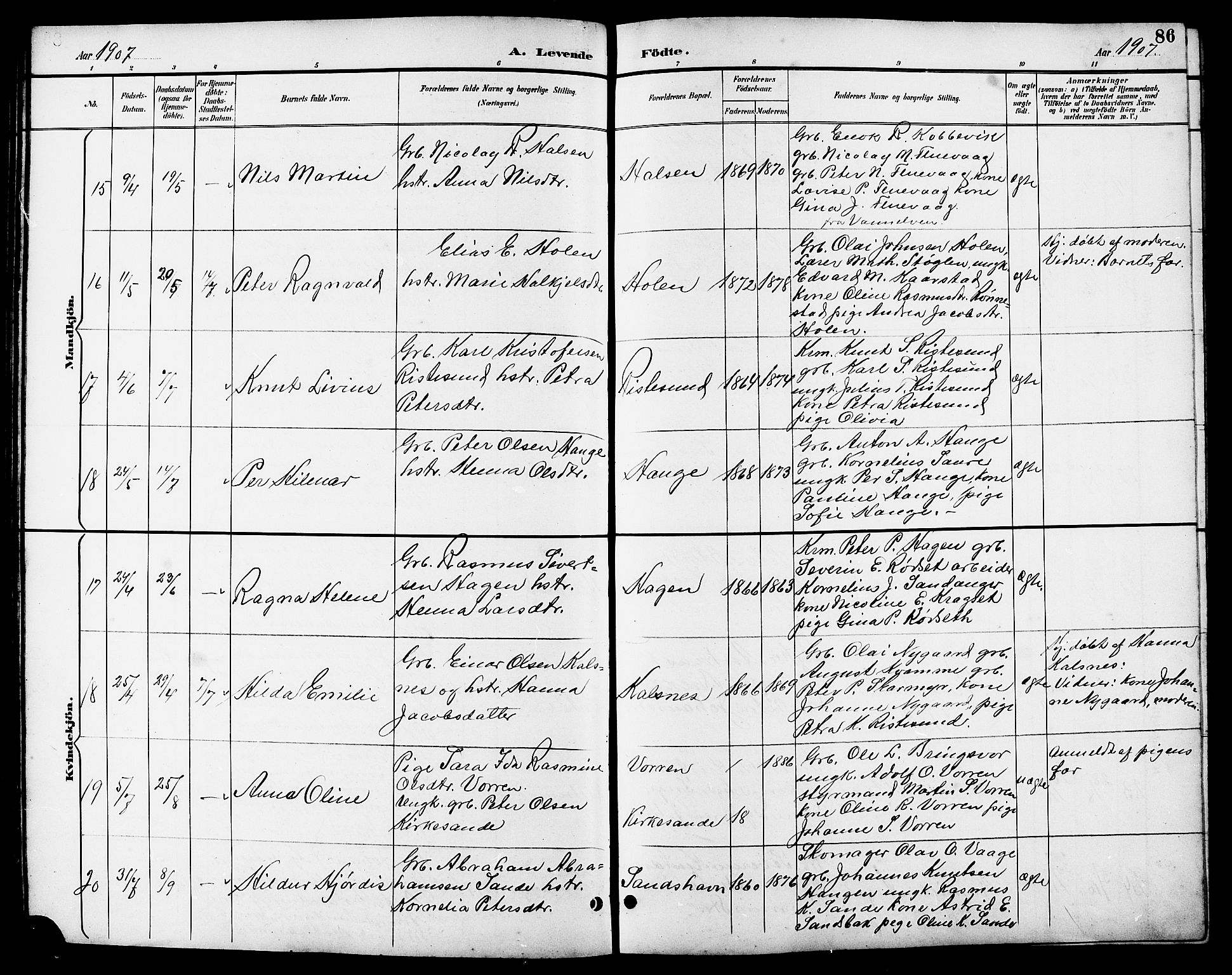 Ministerialprotokoller, klokkerbøker og fødselsregistre - Møre og Romsdal, AV/SAT-A-1454/503/L0049: Parish register (copy) no. 503C04, 1894-1915, p. 86