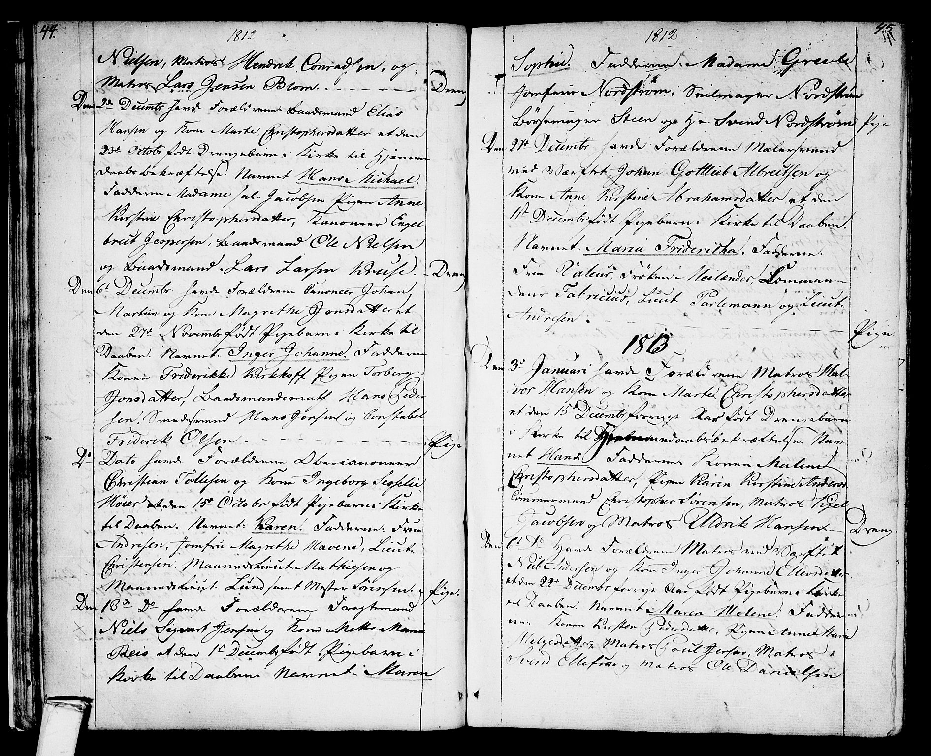 Stavern kirkebøker, AV/SAKO-A-318/F/Fa/L0004: Parish register (official) no. 4, 1809-1816, p. 44-45