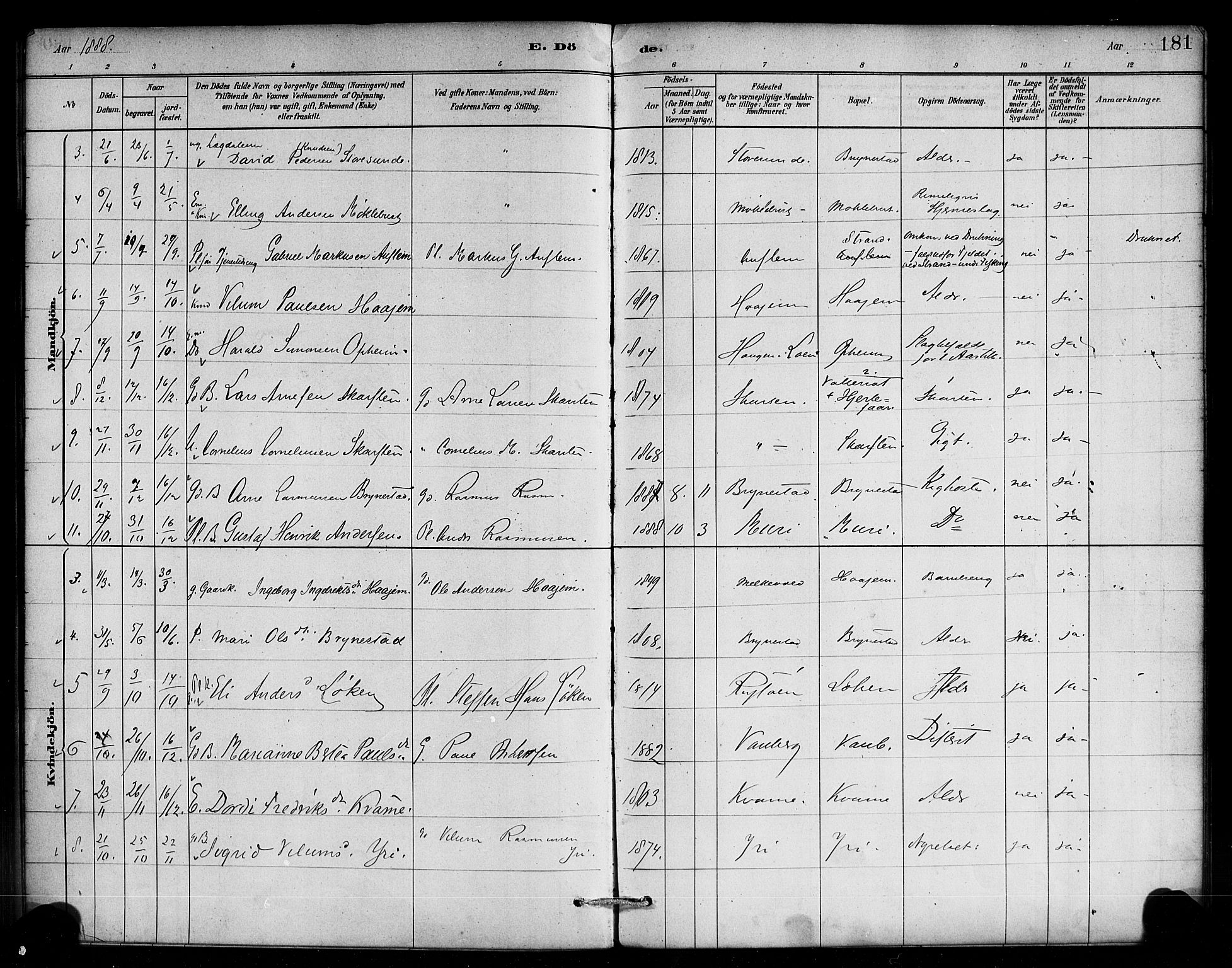Innvik sokneprestembete, SAB/A-80501: Parish register (official) no. C 1, 1879-1900, p. 181