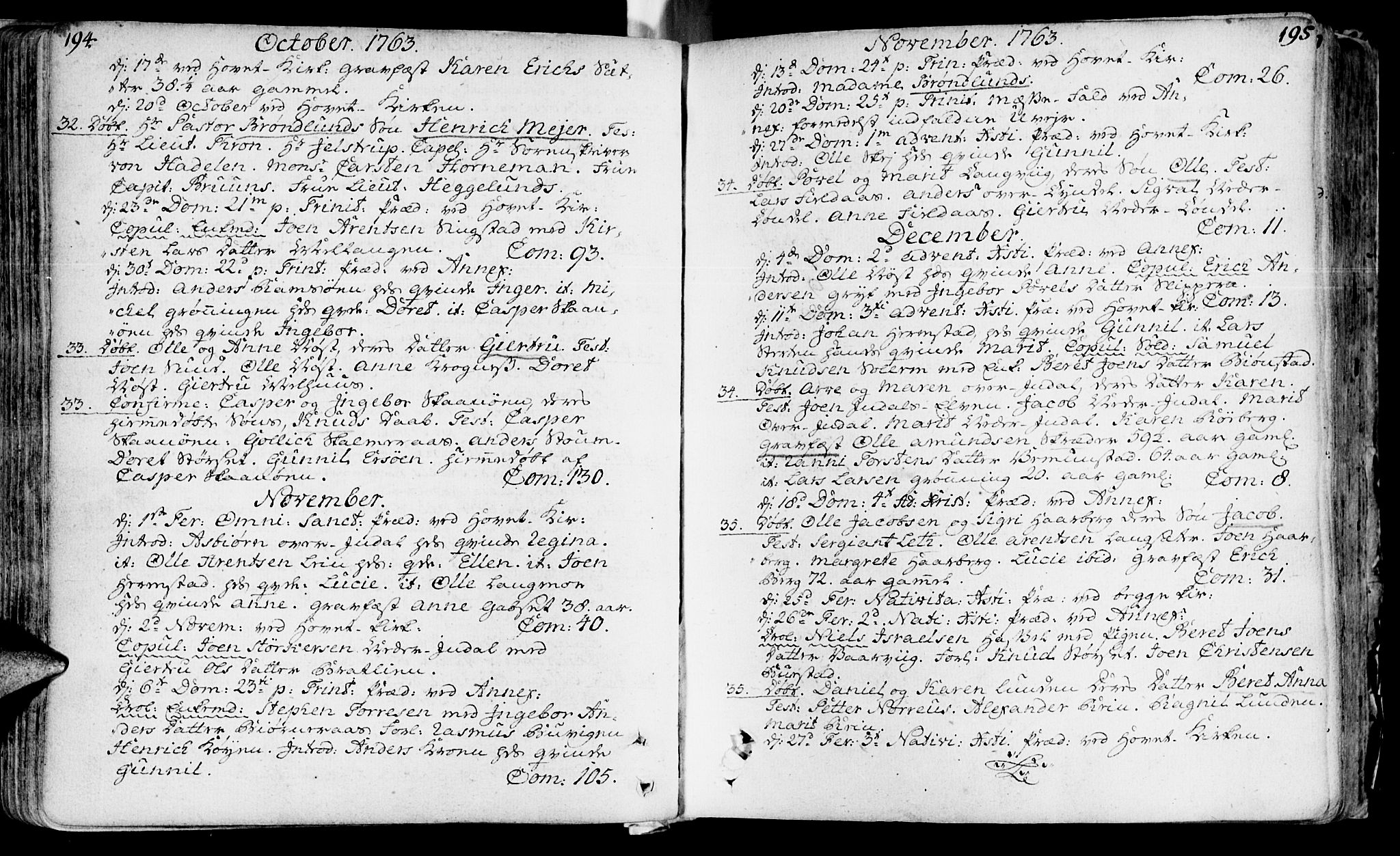 Ministerialprotokoller, klokkerbøker og fødselsregistre - Sør-Trøndelag, SAT/A-1456/646/L0605: Parish register (official) no. 646A03, 1751-1790, p. 194-195