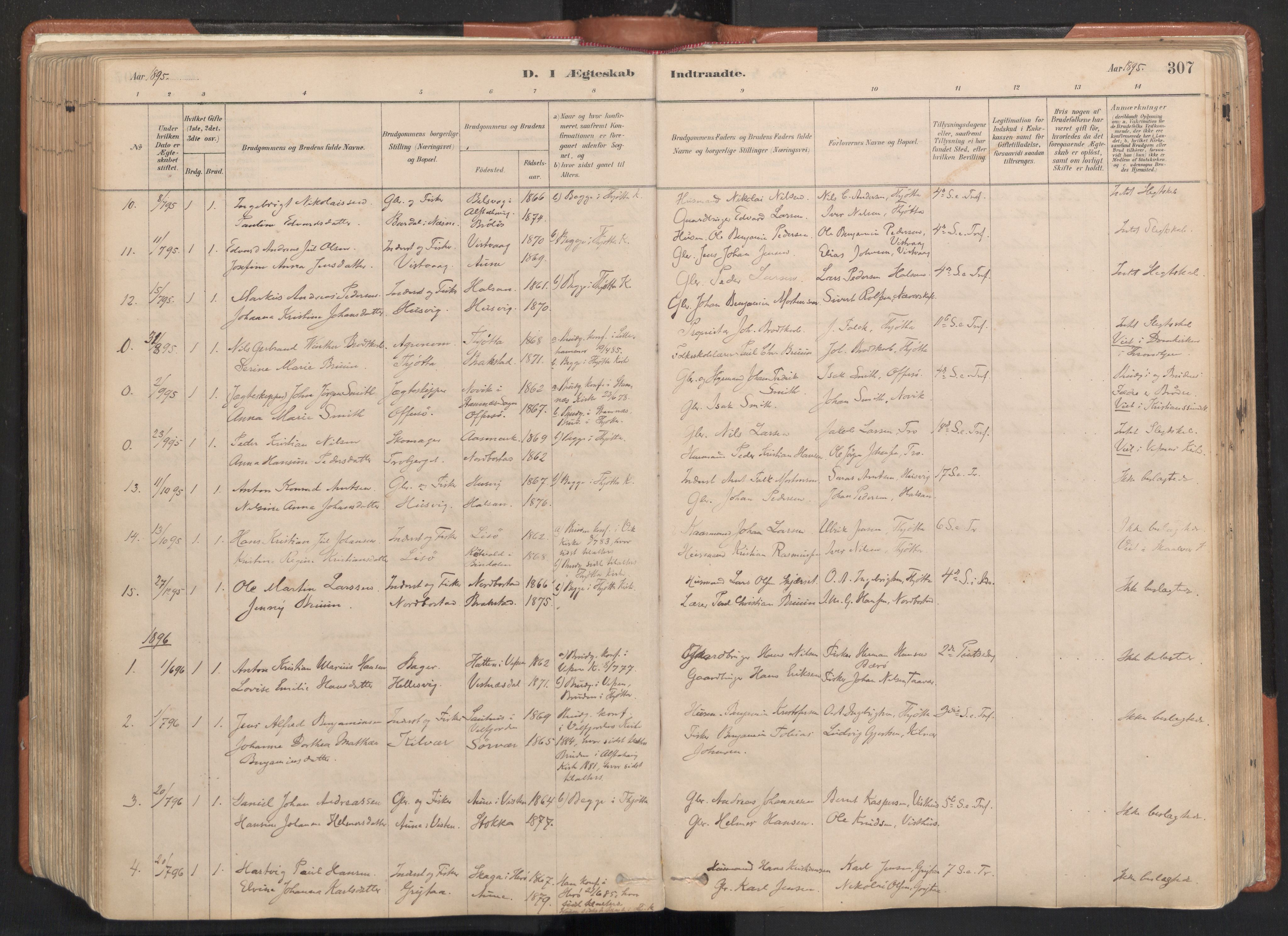 Ministerialprotokoller, klokkerbøker og fødselsregistre - Nordland, SAT/A-1459/817/L0264: Parish register (official) no. 817A04, 1878-1907, p. 307