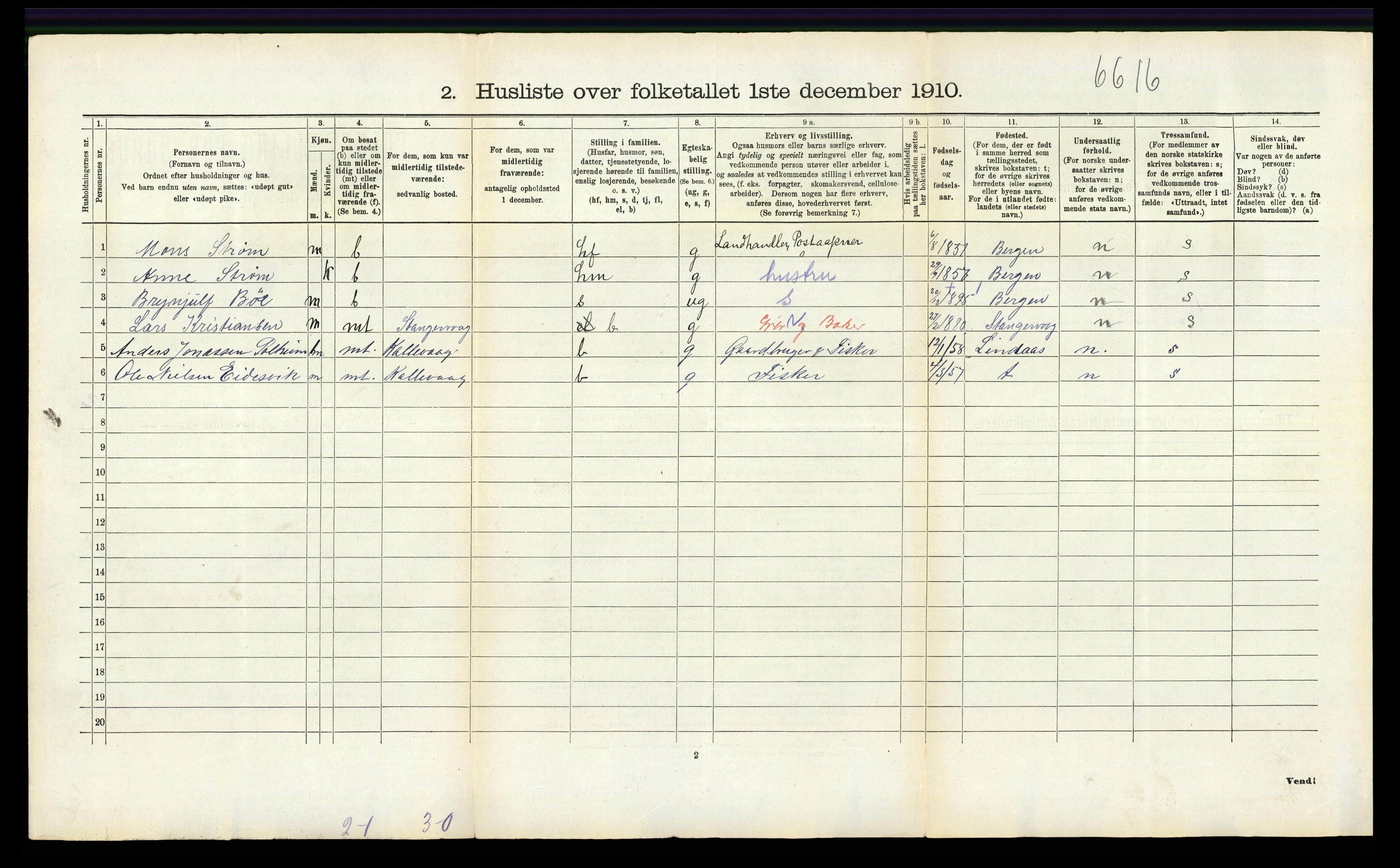 RA, 1910 census for Finnås, 1910, p. 299