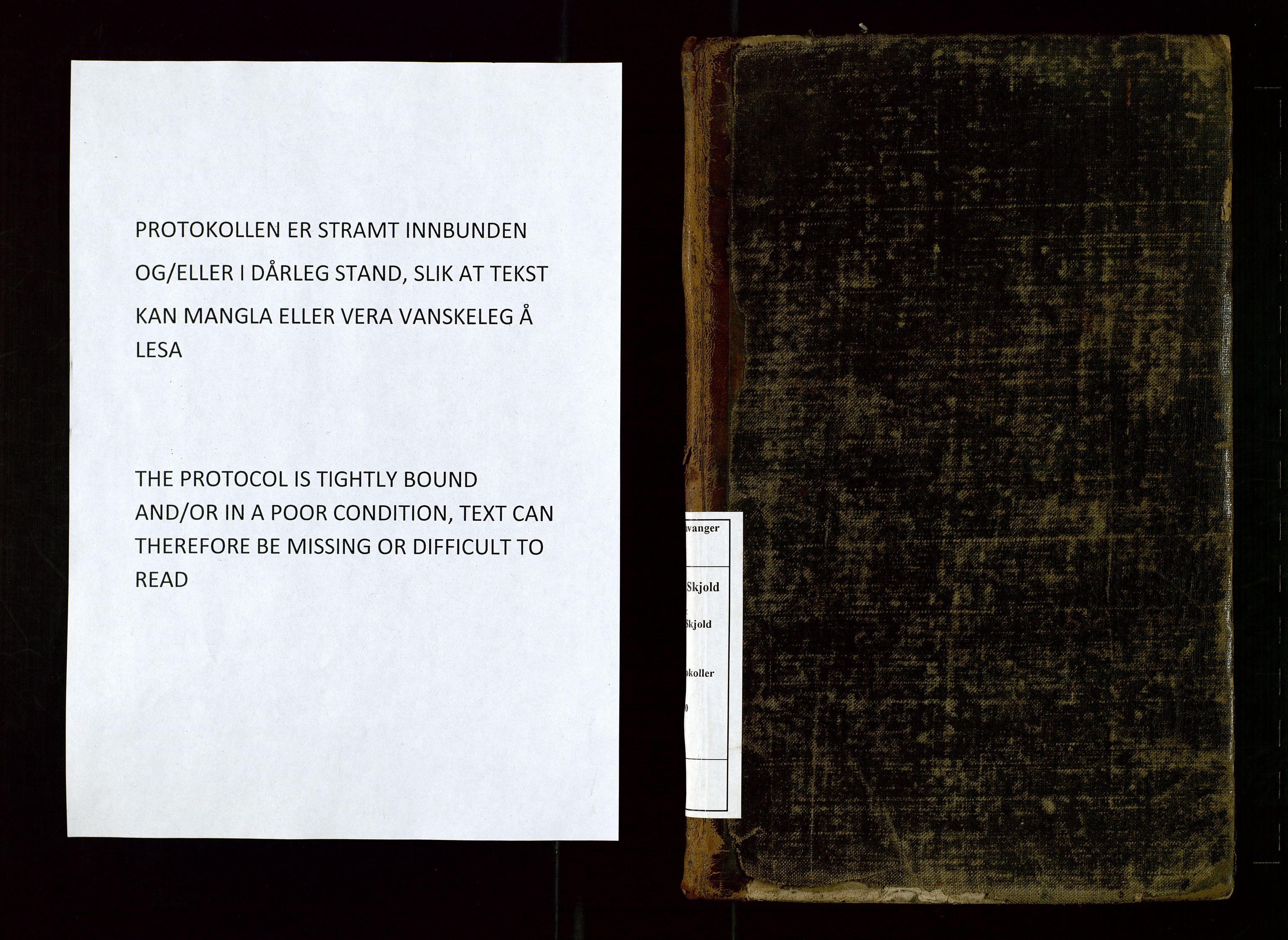 Skjold lensmannskontor, AV/SAST-A-100182/Goa/L0001: "Brandtaxations-Protocol for Skjold Thinglaug i Ryfylke", 1853-1890