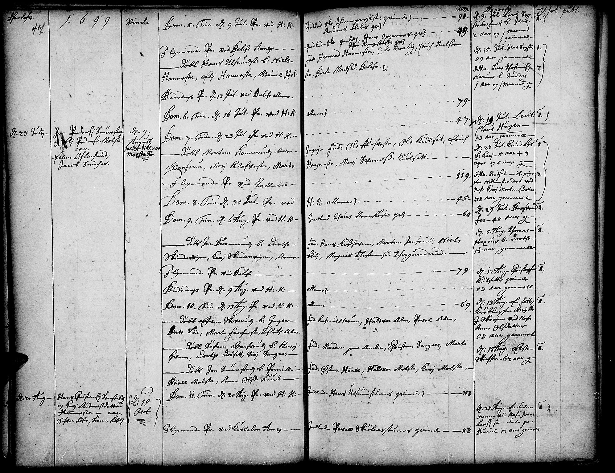 Toten prestekontor, SAH/PREST-102/H/Ha/Haa/L0001: Parish register (official) no. 1, 1695-1713, p. 47