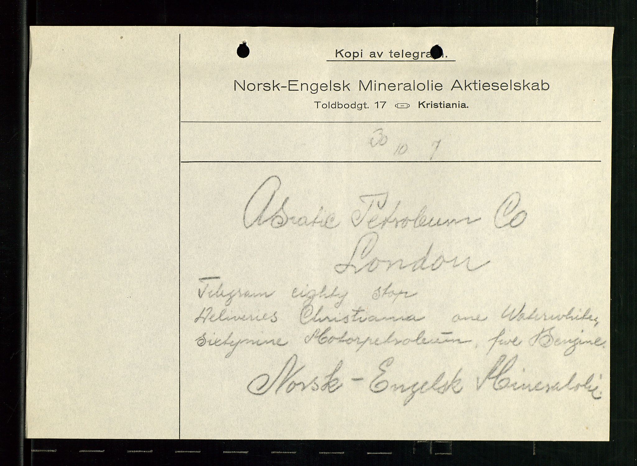 Pa 1521 - A/S Norske Shell, AV/SAST-A-101915/E/Ea/Eaa/L0001: Sjefskorrespondanse, 1917, p. 170