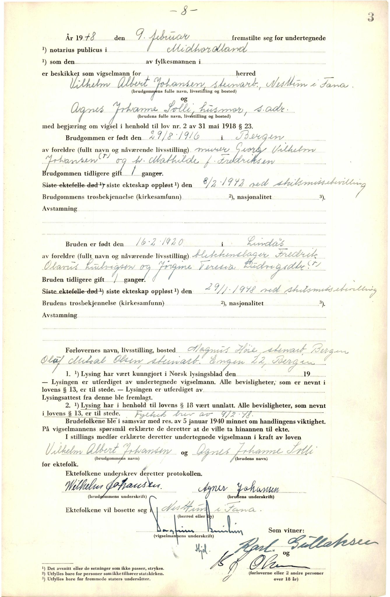 Midhordland sorenskriveri, SAB/A-3001/1/M/Mc/Mca/L0008: Vigselbok, 1948-1952, p. 3