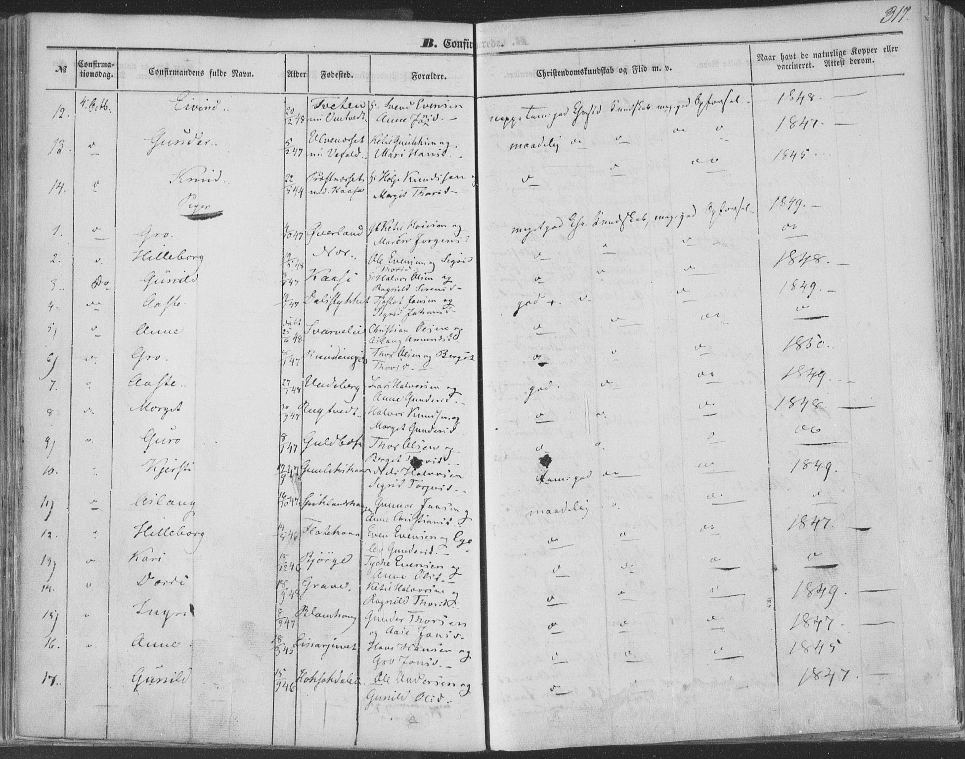 Seljord kirkebøker, AV/SAKO-A-20/F/Fa/L012b: Parish register (official) no. I 12B, 1850-1865, p. 317