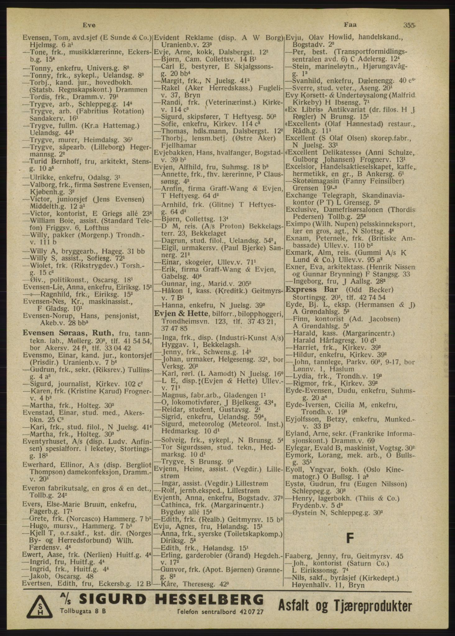 Kristiania/Oslo adressebok, PUBL/-, 1947, p. 355