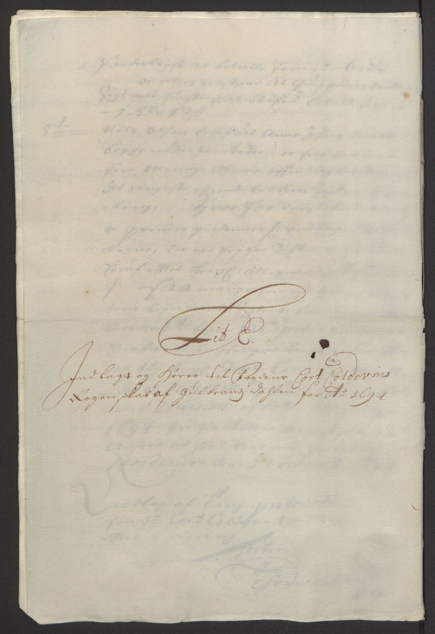 Rentekammeret inntil 1814, Reviderte regnskaper, Fogderegnskap, AV/RA-EA-4092/R17/L1168: Fogderegnskap Gudbrandsdal, 1694, p. 298