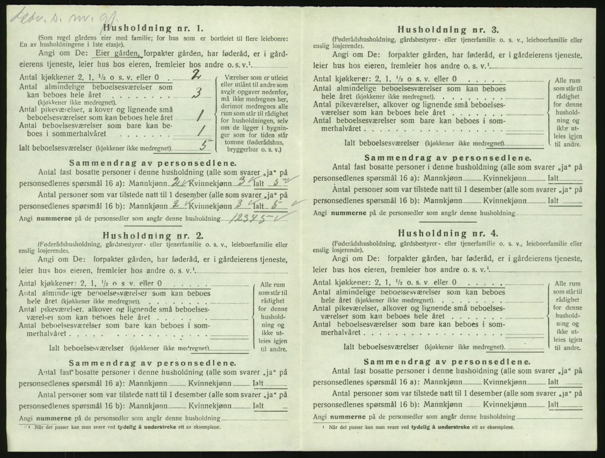 SAKO, 1920 census for Tjølling, 1920, p. 1068