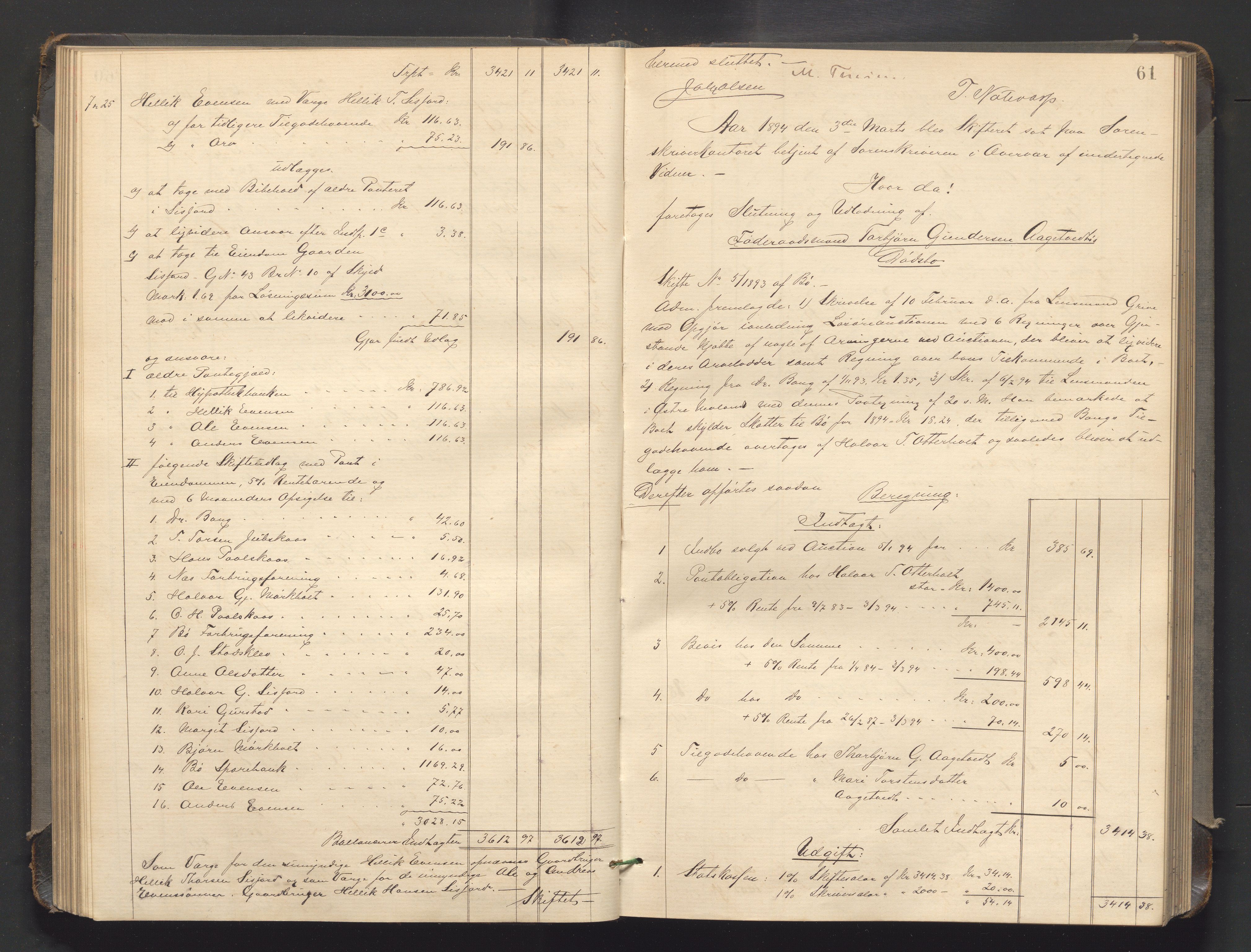 Nedre Telemark sorenskriveri, AV/SAKO-A-135/H/Hb/Hbe/L0004: Skifteutlodningsprotokoll, 1892-1898, p. 60b-61a
