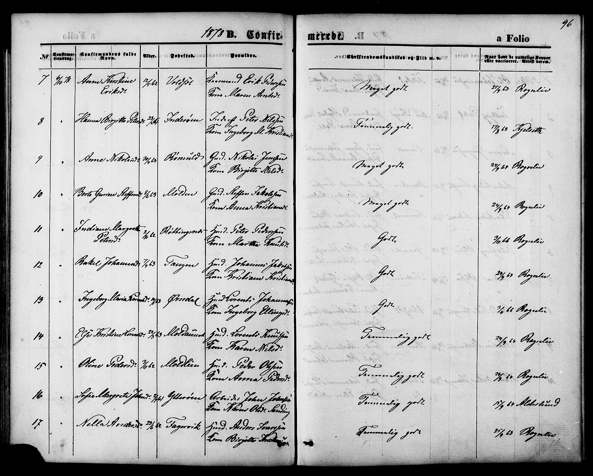 Ministerialprotokoller, klokkerbøker og fødselsregistre - Nord-Trøndelag, AV/SAT-A-1458/744/L0419: Parish register (official) no. 744A03, 1867-1881, p. 96