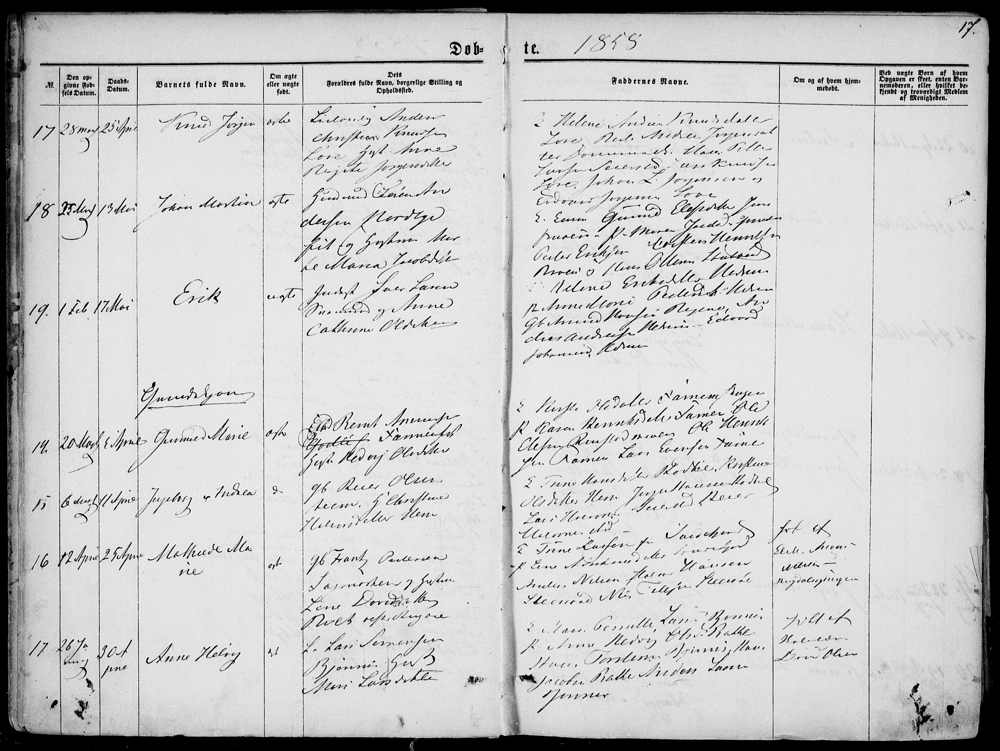 Hedrum kirkebøker, SAKO/A-344/F/Fa/L0007: Parish register (official) no. I 7, 1857-1868, p. 17