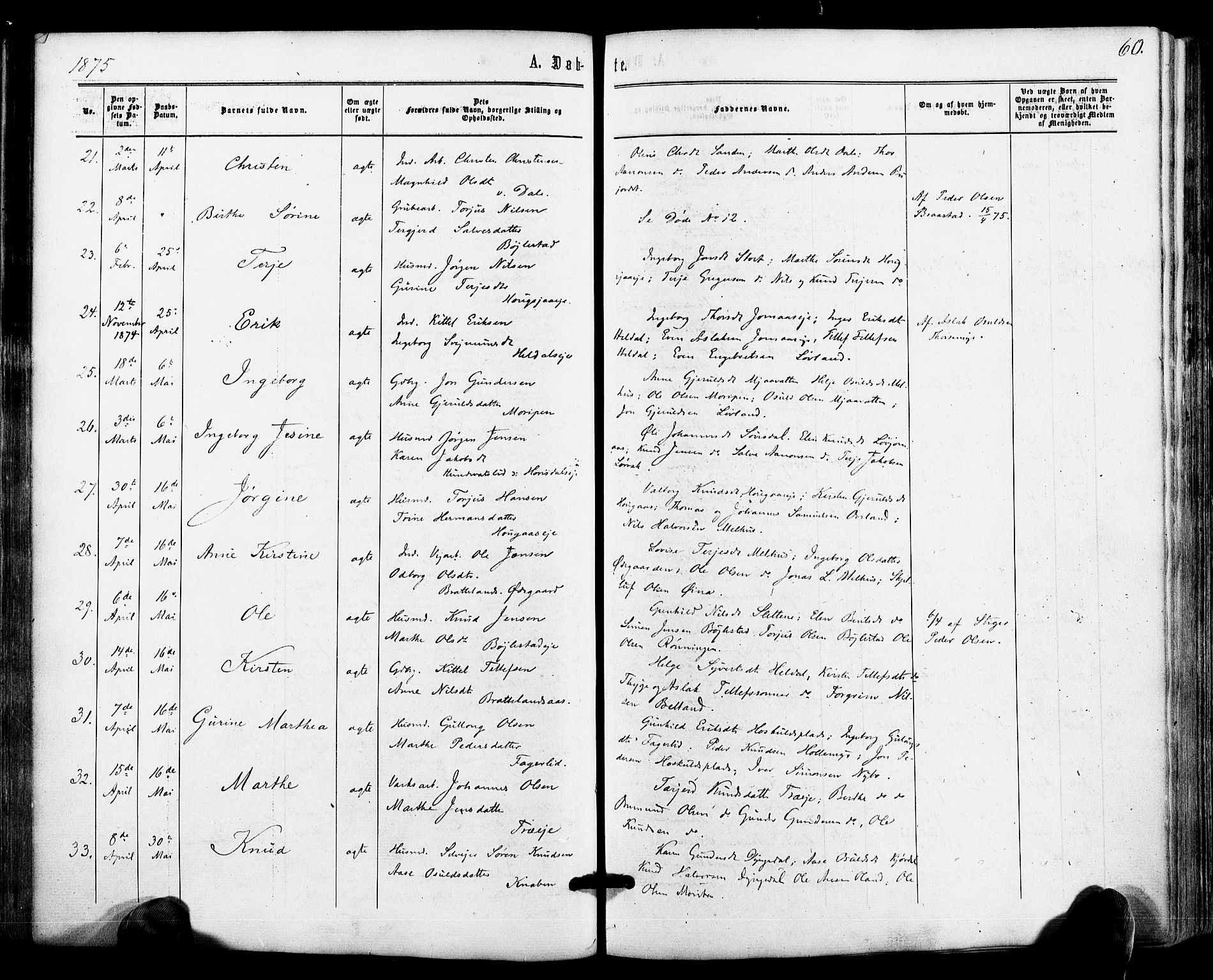 Froland sokneprestkontor, AV/SAK-1111-0013/F/Fa/L0003: Parish register (official) no. A 3, 1864-1881, p. 60