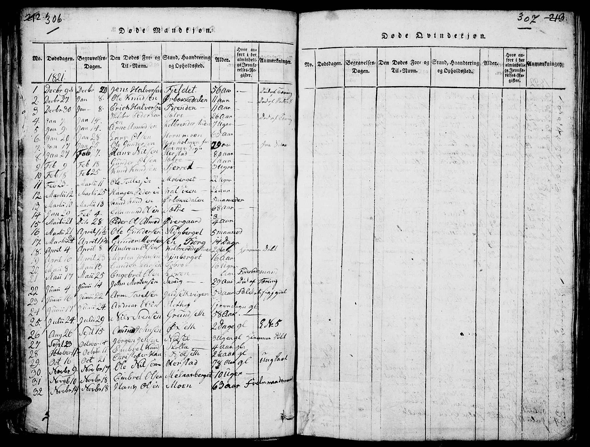 Elverum prestekontor, AV/SAH-PREST-044/H/Ha/Hab/L0001: Parish register (copy) no. 1, 1815-1829, p. 306-307