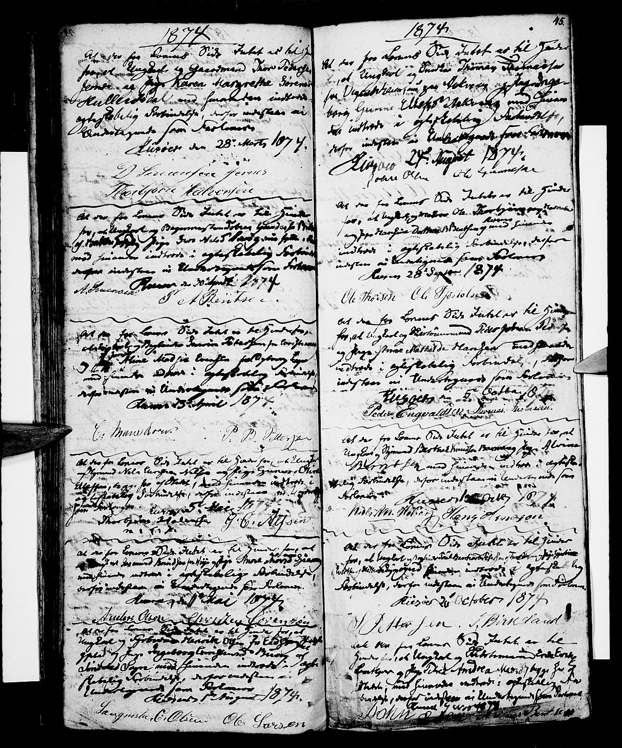 Risør sokneprestkontor, SAK/1111-0035/F/Fb/L0003: Parish register (copy) no. B 3 /1, 1812-1874, p. 45