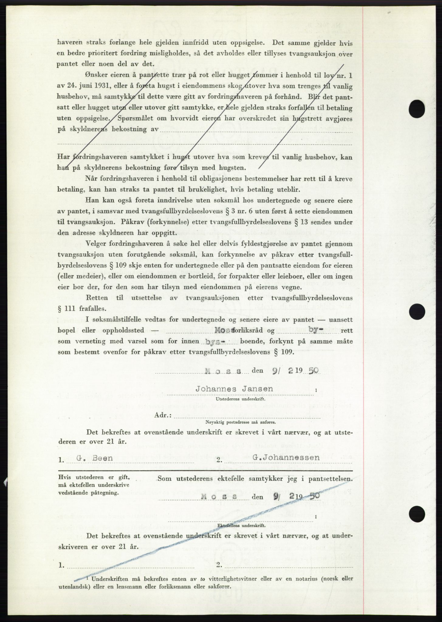 Moss sorenskriveri, SAO/A-10168: Mortgage book no. B23, 1949-1950, Diary no: : 597/1950