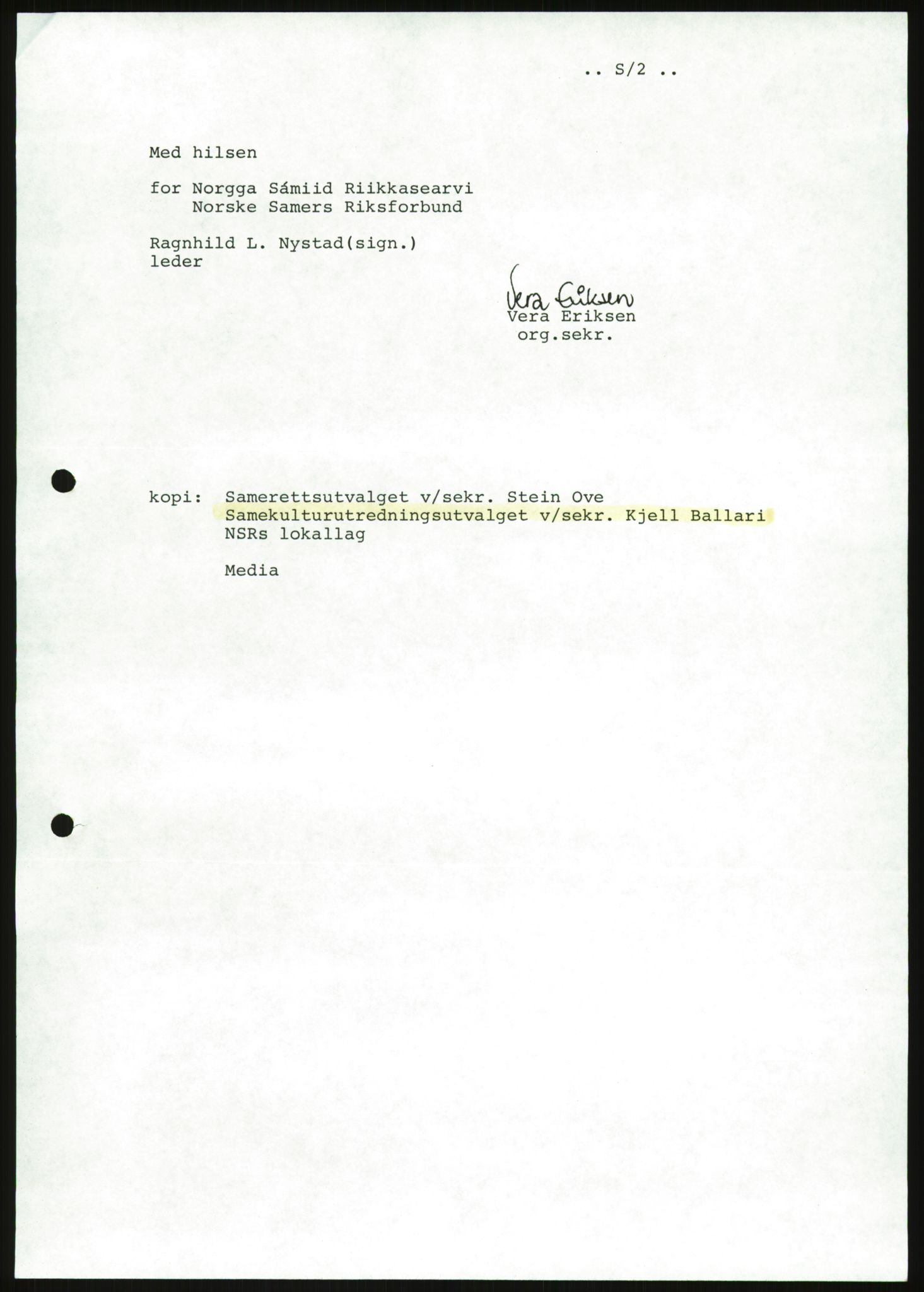 Kirke- og undervisningsdepartementet, Samekulturutvalget, RA/S-2905/D/L0001: Innkomne brev. Register til disse, 1980-1987, p. 15