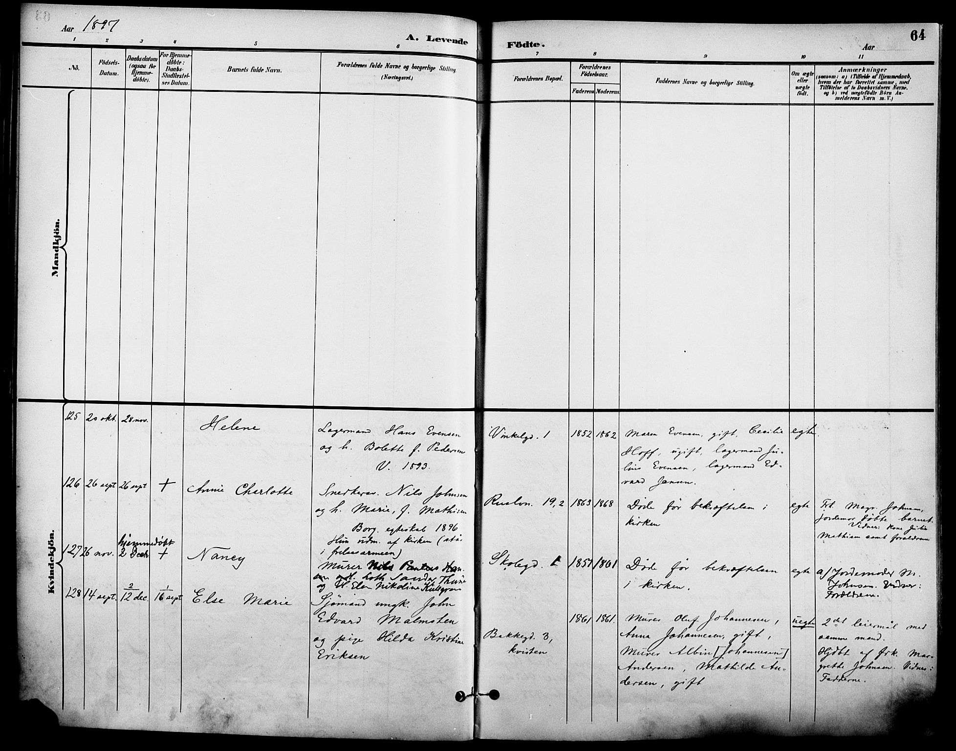 Johannes prestekontor Kirkebøker, AV/SAO-A-10852/F/Fa/L0007: Parish register (official) no. 7, 1896-1905, p. 64