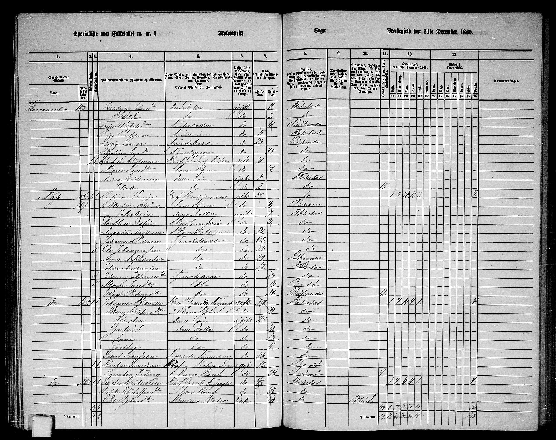 RA, 1865 census for Flakstad, 1865, p. 61