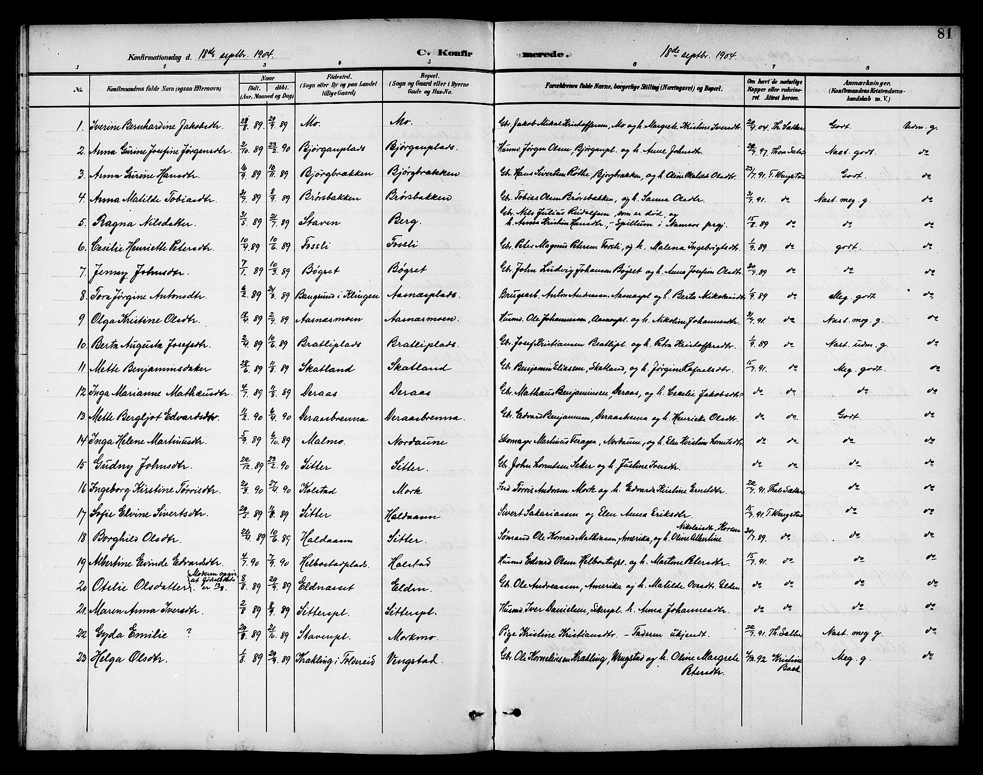 Ministerialprotokoller, klokkerbøker og fødselsregistre - Nord-Trøndelag, AV/SAT-A-1458/742/L0412: Parish register (copy) no. 742C03, 1898-1910, p. 81