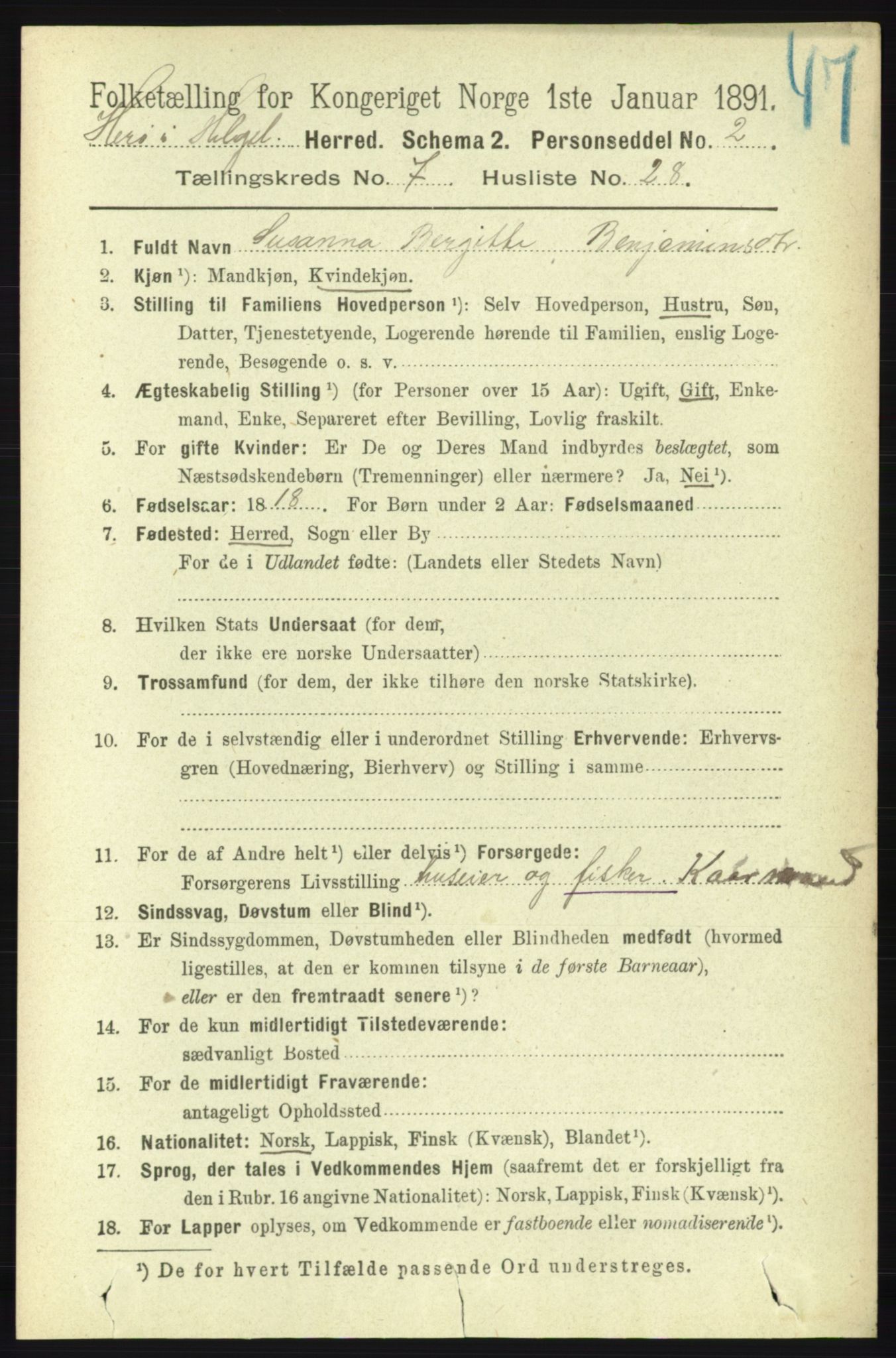 RA, 1891 census for 1818 Herøy, 1891, p. 2445