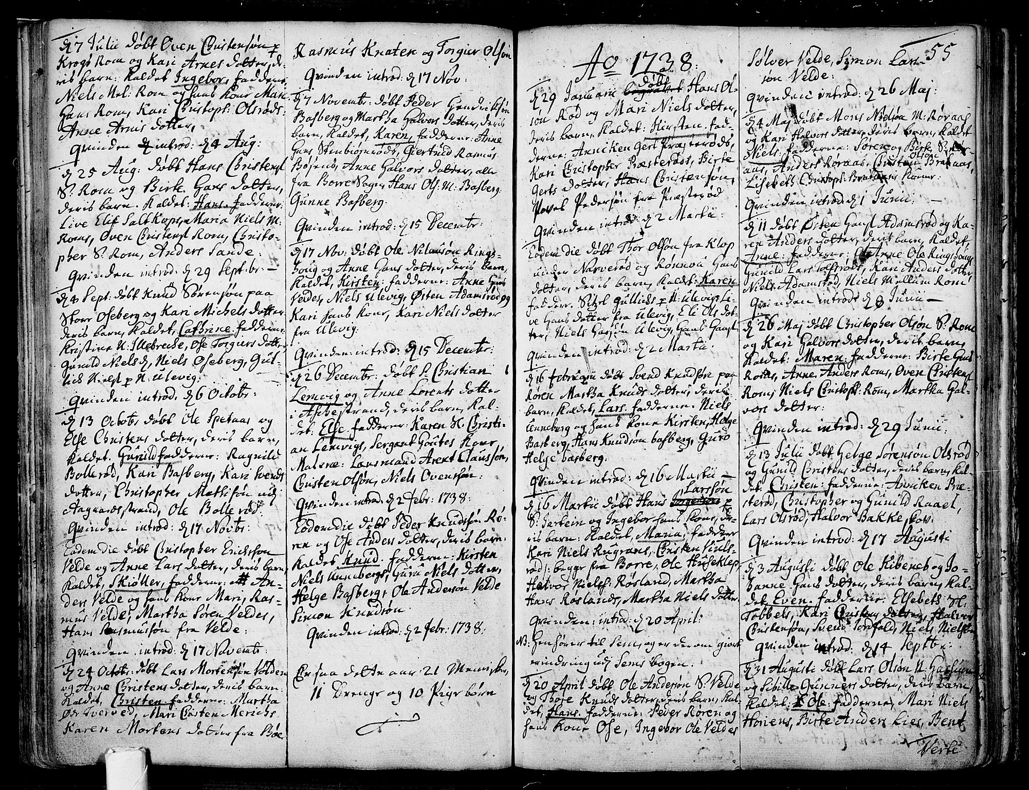 Sem kirkebøker, SAKO/A-5/F/Fb/L0001: Parish register (official) no. II 1, 1702-1764, p. 55