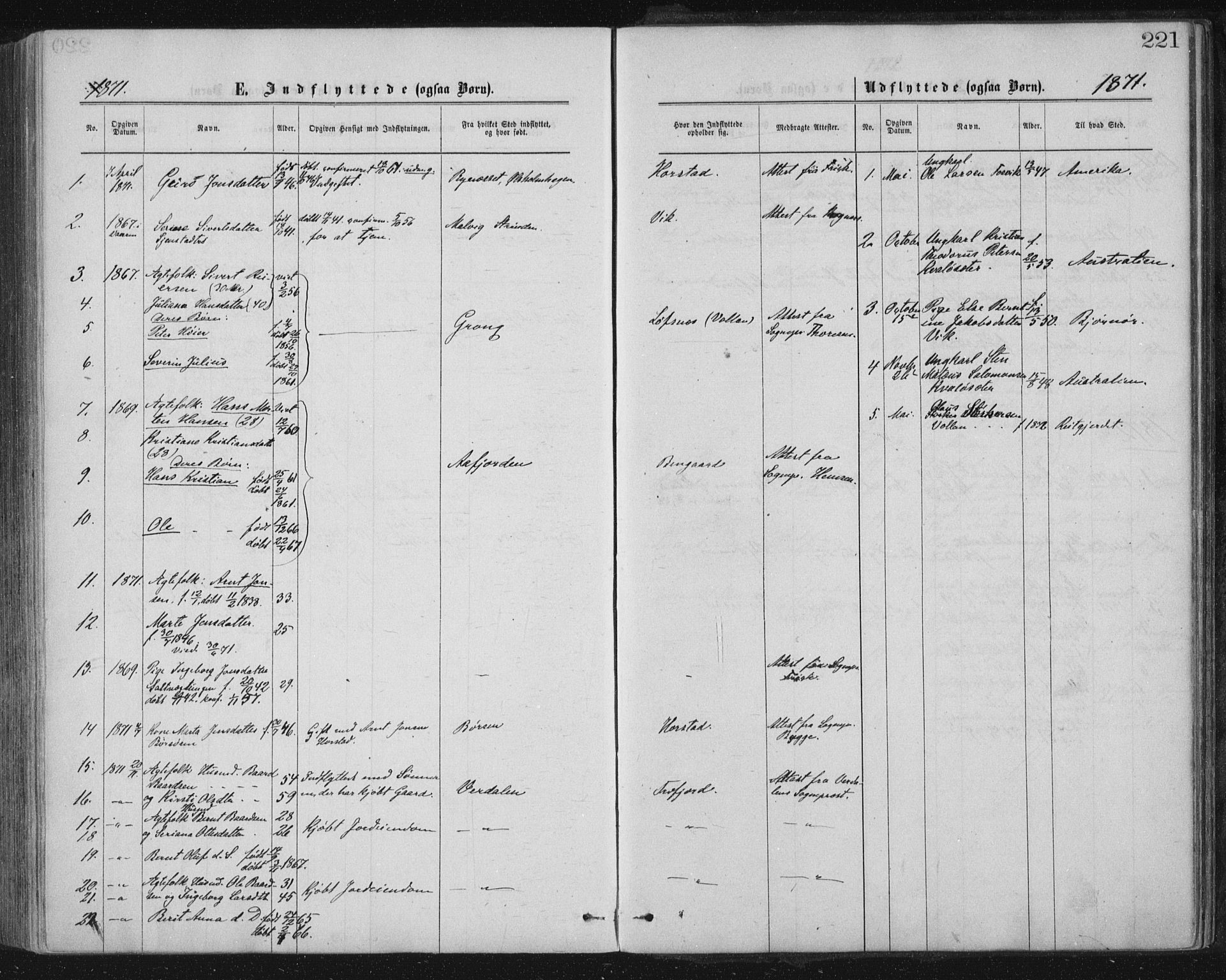 Ministerialprotokoller, klokkerbøker og fødselsregistre - Nord-Trøndelag, SAT/A-1458/771/L0596: Parish register (official) no. 771A03, 1870-1884, p. 221