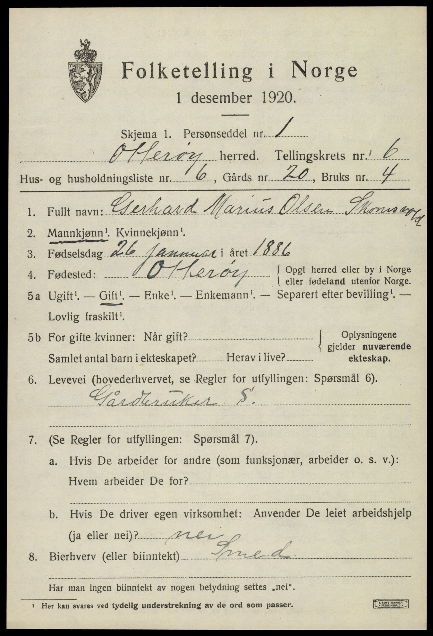 SAT, 1920 census for Otterøy, 1920, p. 2281