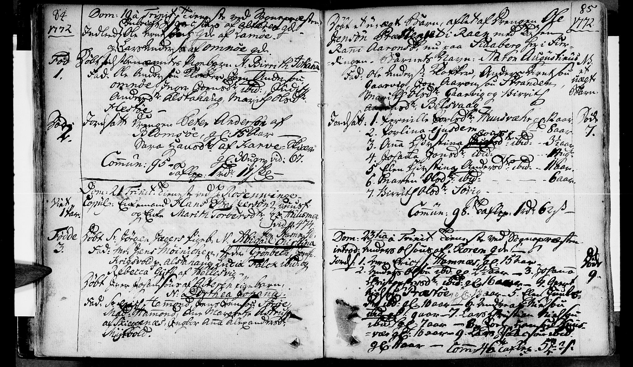 Ministerialprotokoller, klokkerbøker og fødselsregistre - Nordland, AV/SAT-A-1459/830/L0436: Parish register (official) no. 830A05 /1, 1737-1804, p. 84-85