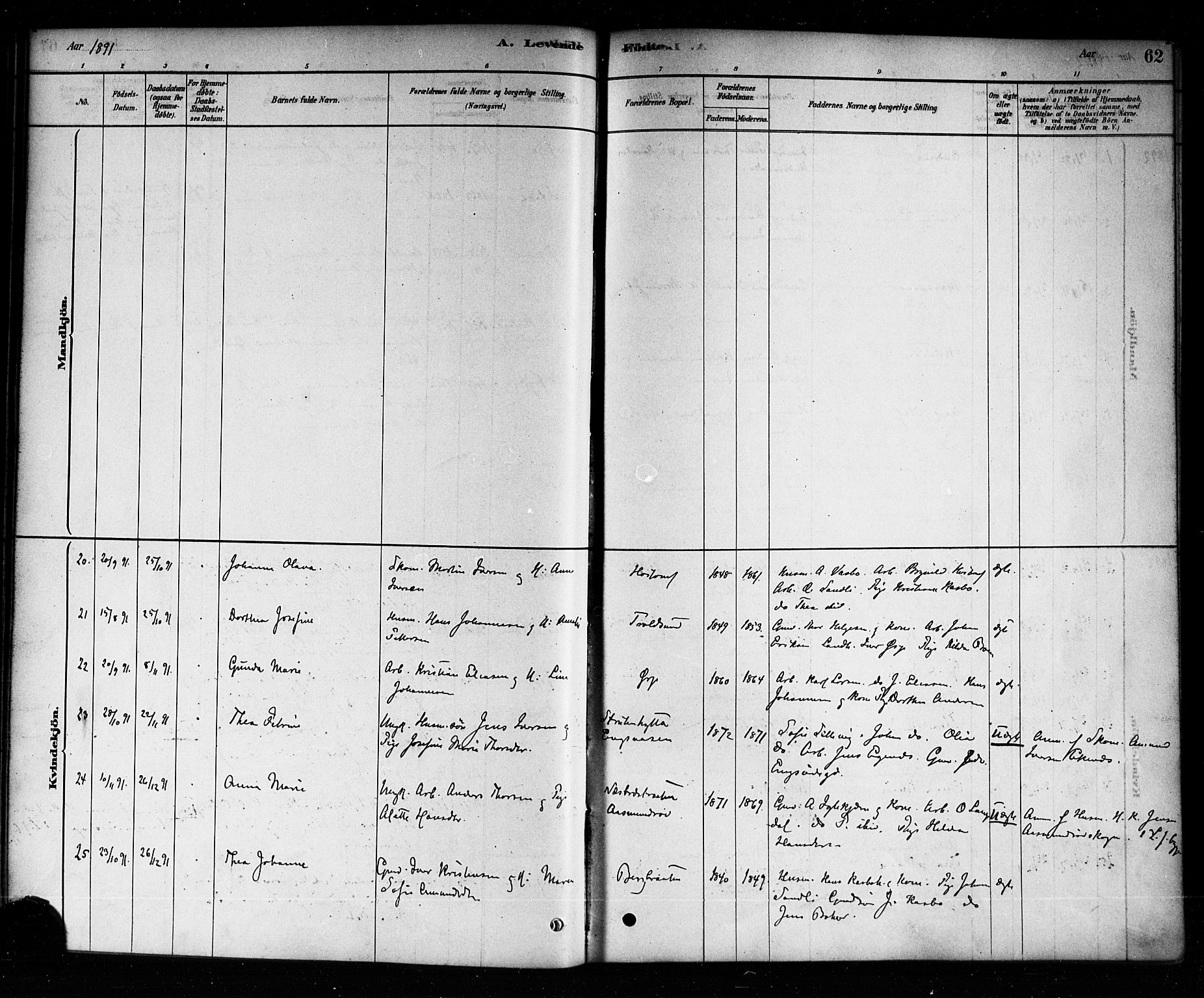 Aremark prestekontor Kirkebøker, AV/SAO-A-10899/F/Fb/L0004: Parish register (official) no. II 4, 1878-1895, p. 62