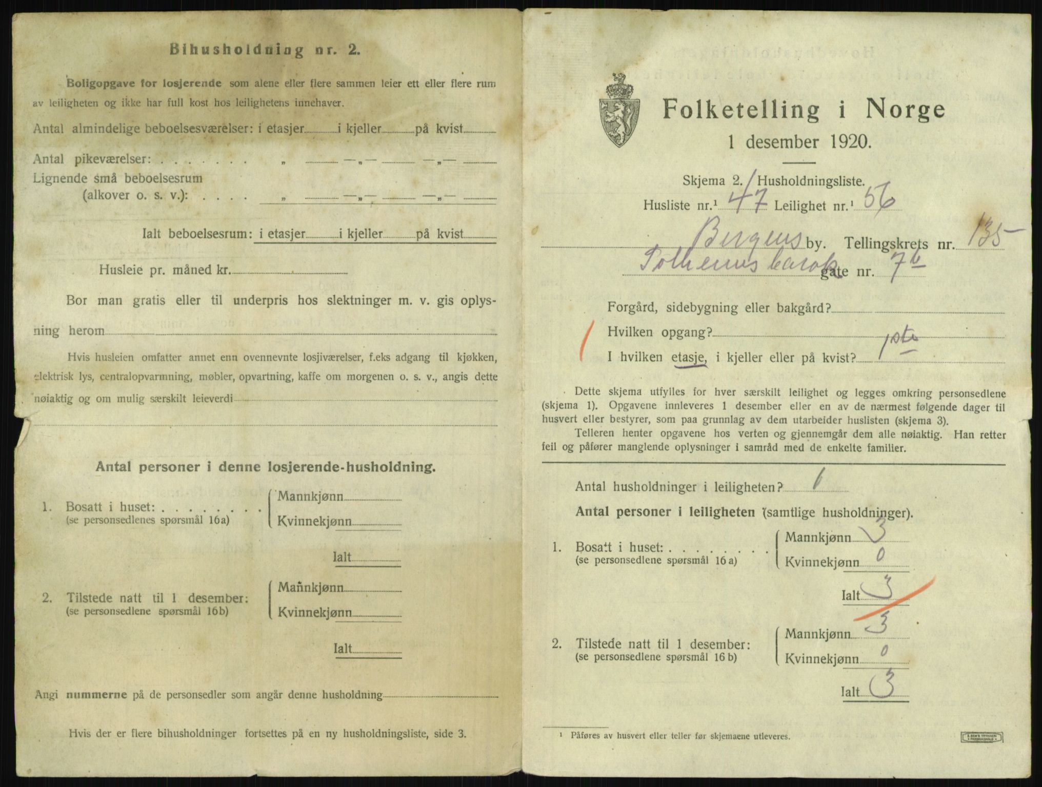 SAB, 1920 census for Bergen, 1920, p. 54273