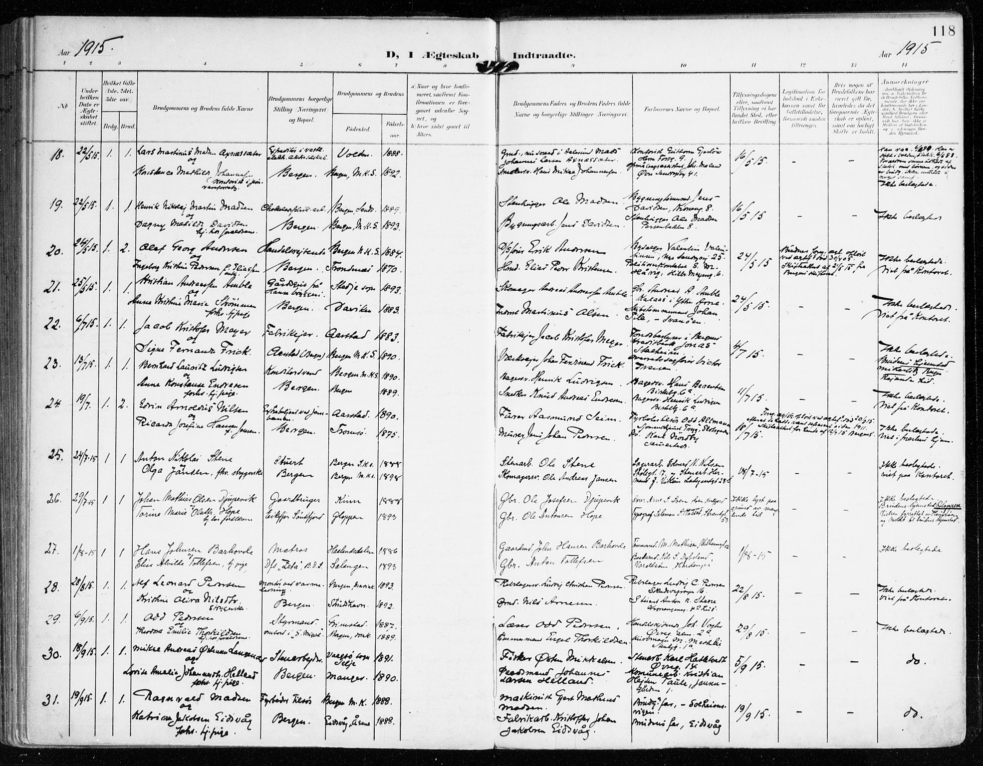 Mariakirken Sokneprestembete, AV/SAB-A-76901/H/Haa/L0014: Parish register (official) no. C 2, 1900-1916, p. 118