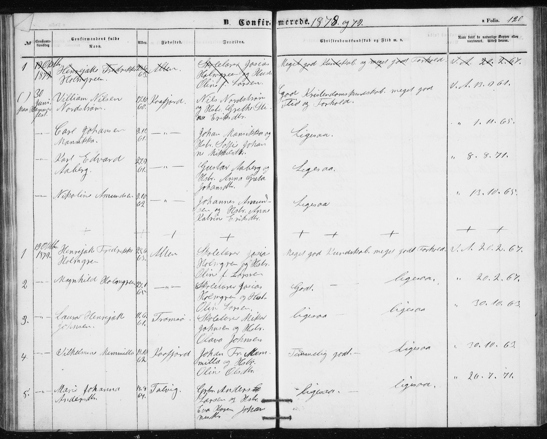 Alta sokneprestkontor, SATØ/S-1338/H/Hb/L0002.klokk: Parish register (copy) no. 2, 1856-1880, p. 120