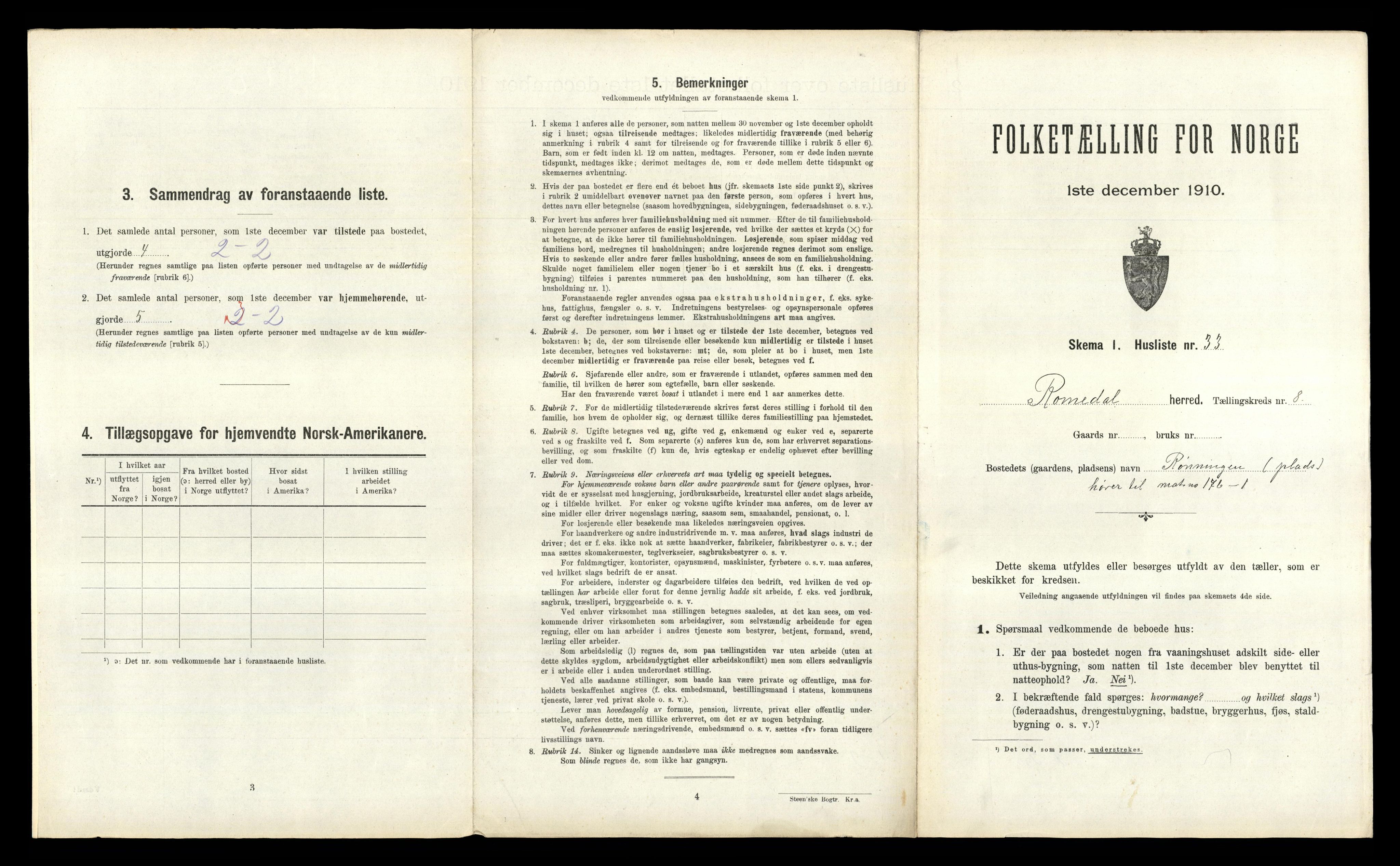 RA, 1910 census for Romedal, 1910, p. 1391