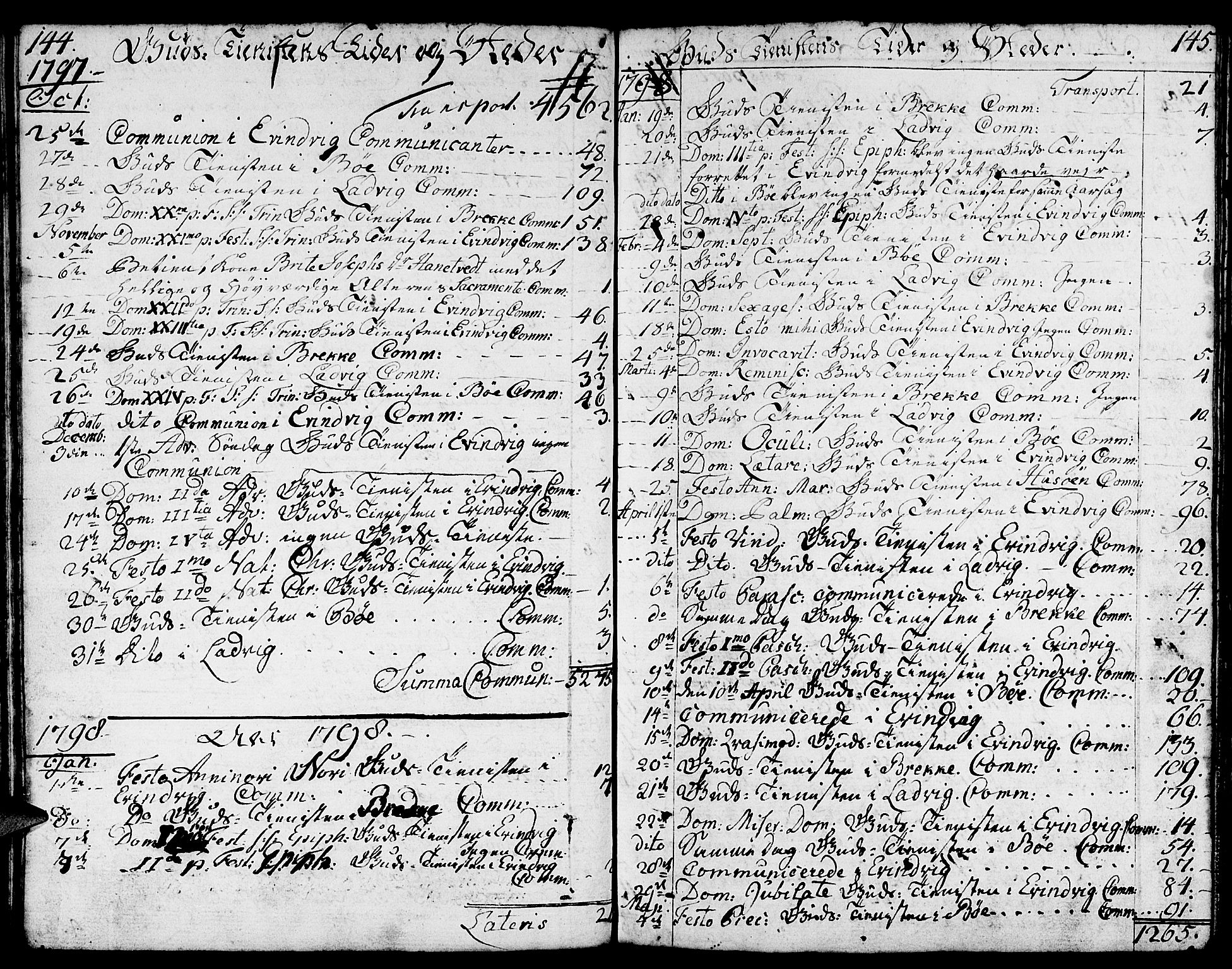 Gulen sokneprestembete, AV/SAB-A-80201/H/Haa/Haaa/L0015: Parish register (official) no. A 15, 1788-1798, p. 144-145